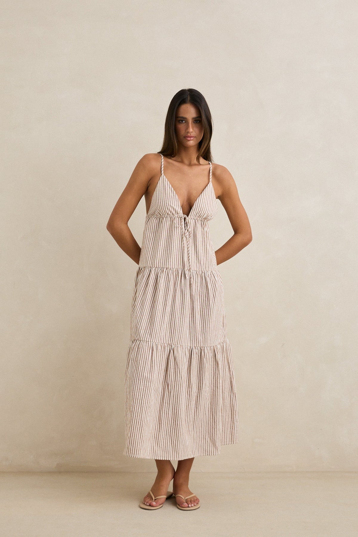 RHYTHM JACI MAXI DRESS TAN 1XS