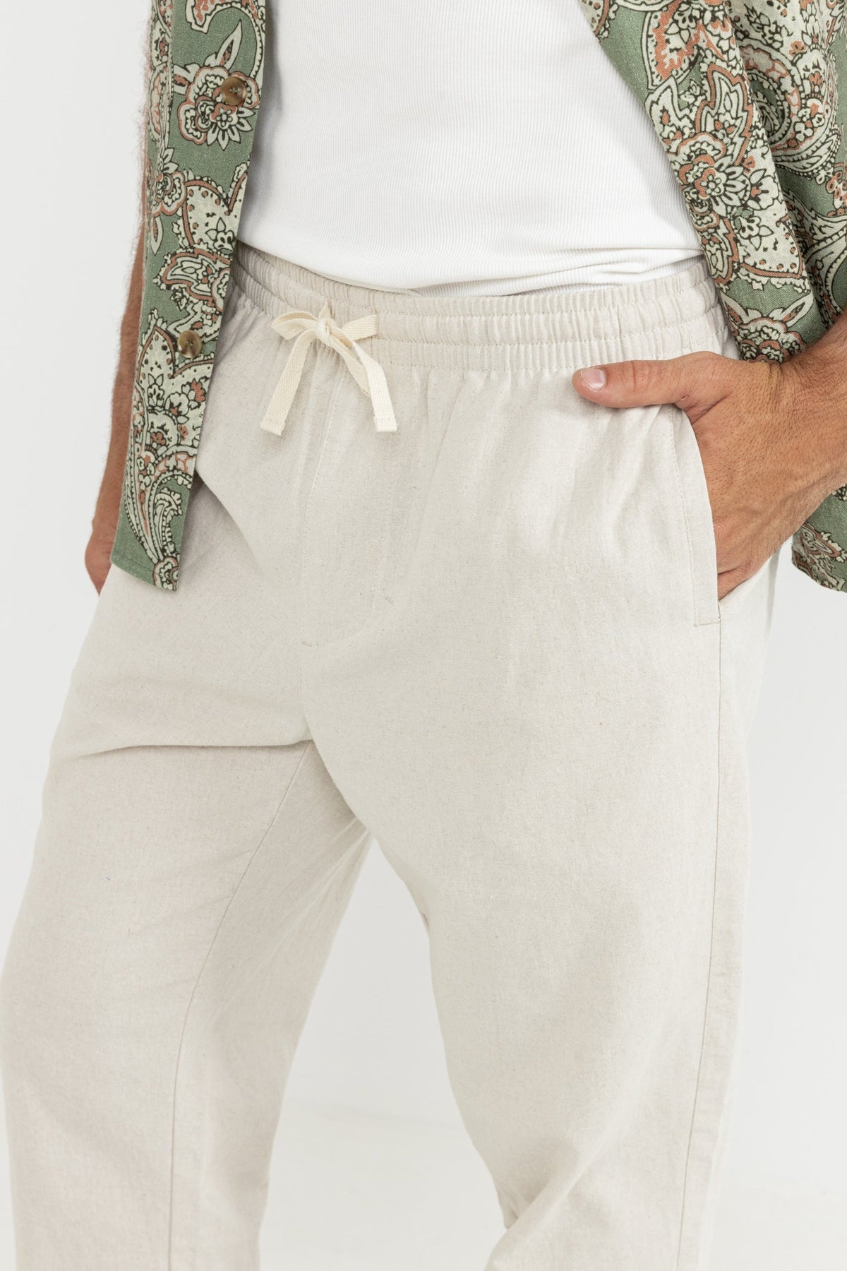 Rhythm Linen Jam Pant Bone 32