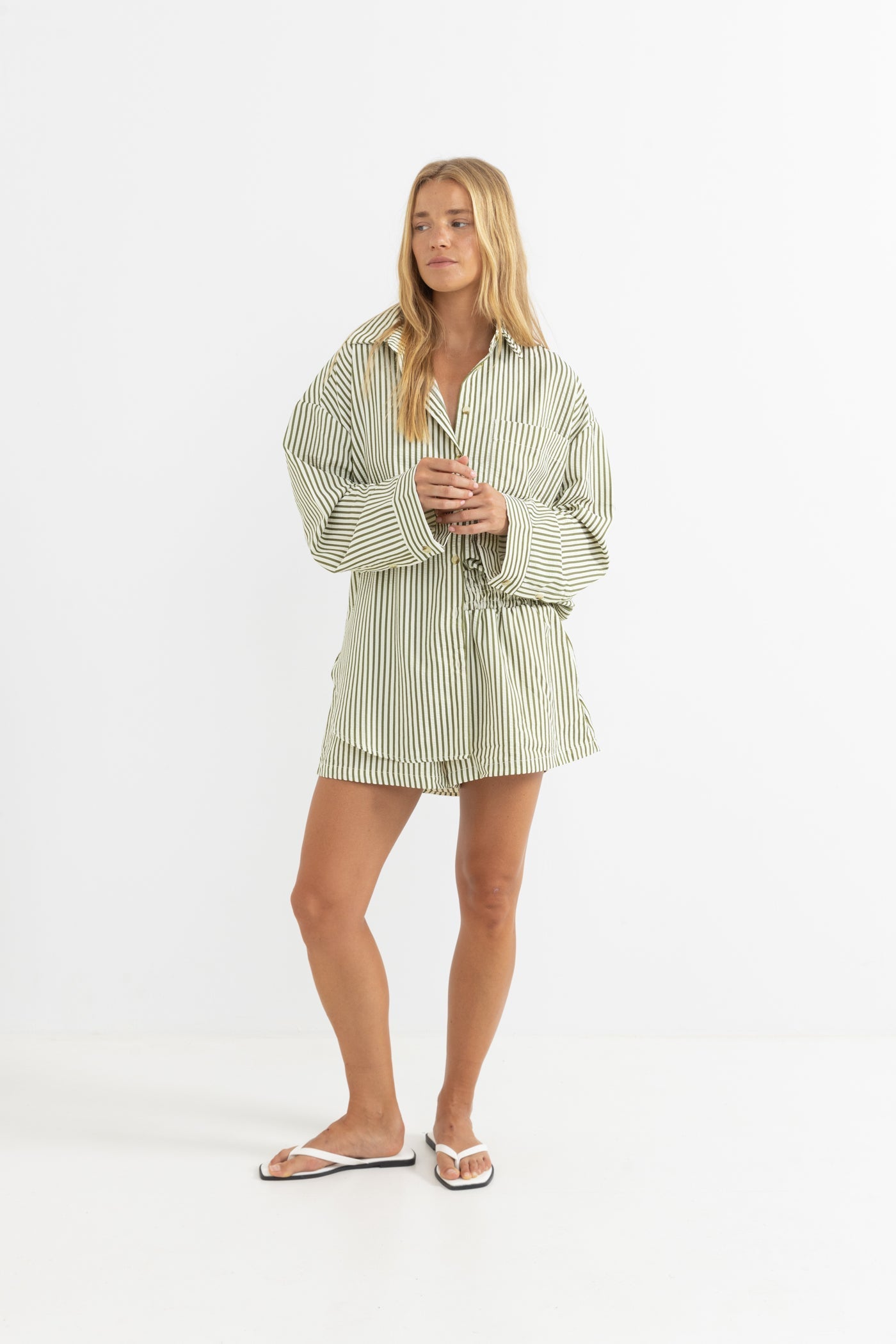 RHYTHM COVE STRIPE LONG SLEEVE SHIRT ALO-ALOE 4L