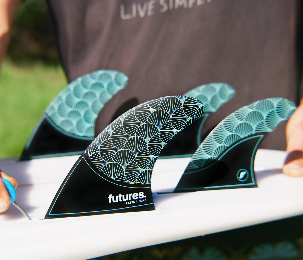 Futures Fins Rasta Honeycomb Quad Fin Black-Teal-NEW