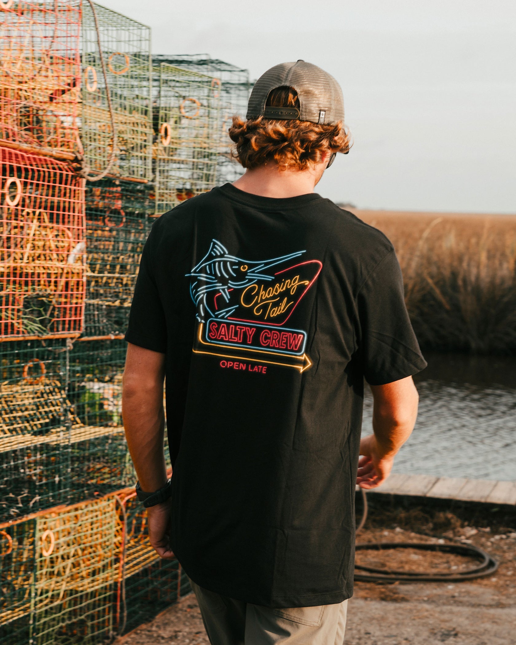 SALTY CREW NEON SIGN SS TEE BLACK XL