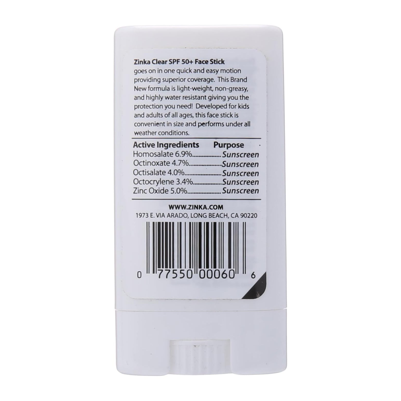 Zinka SPF 50 Clear Zinc Oxide Face Stick