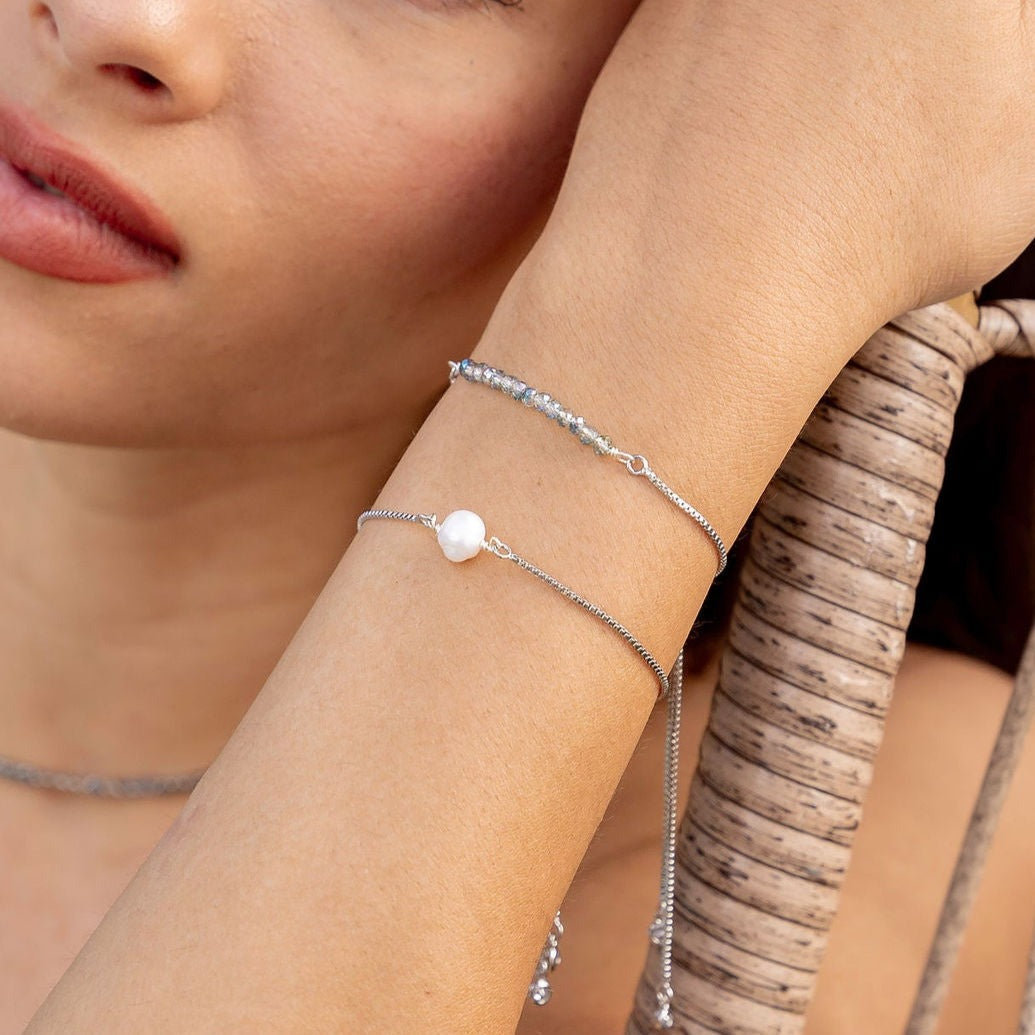 Salty Cali Fresh Water Pearl Bolo Silver