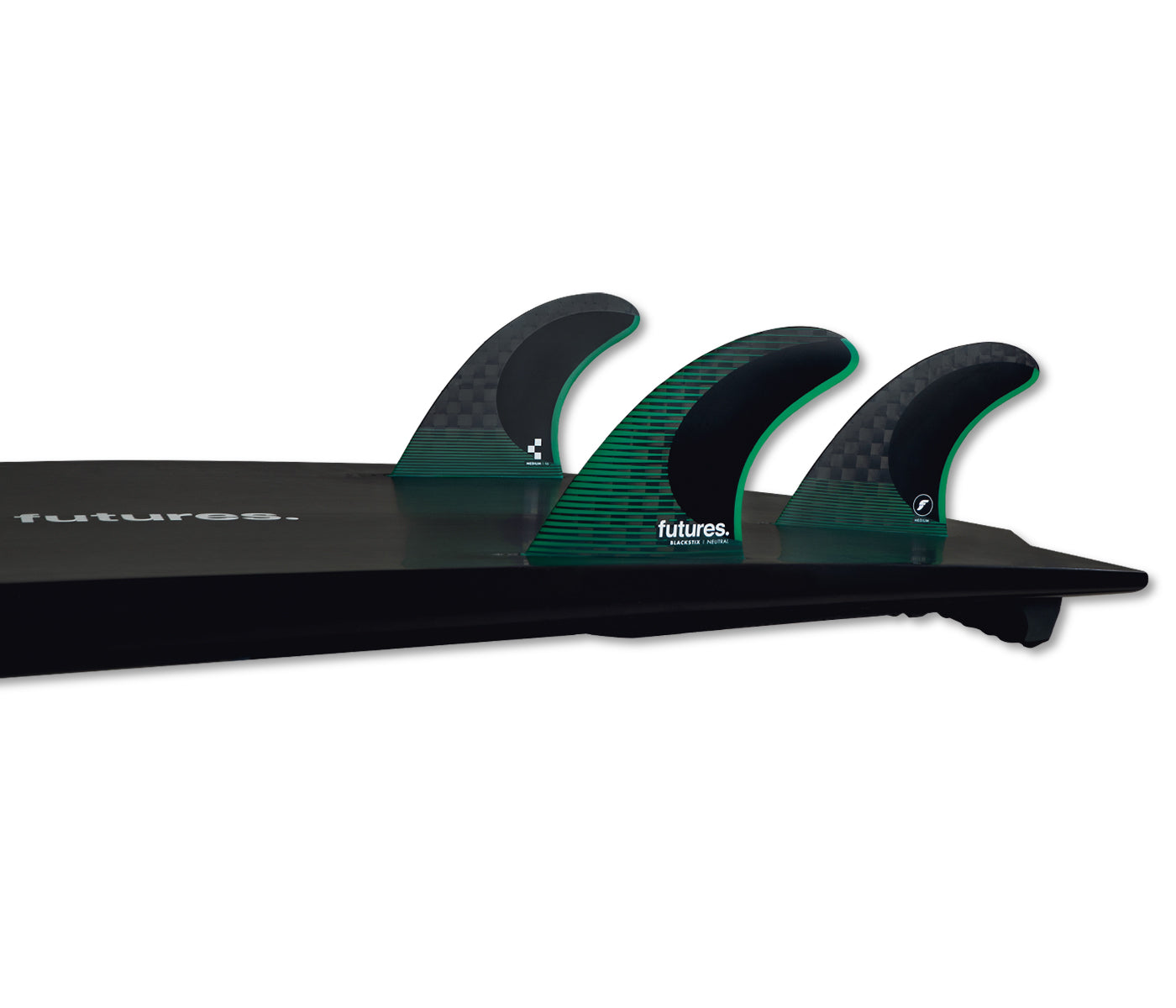 Futures Fins F6 Blackstix Thruster Fin Set Green M