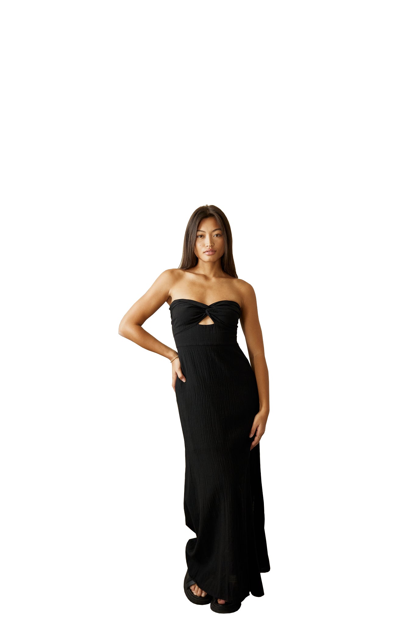 Blanco Twist Front Maxi Dress Black M