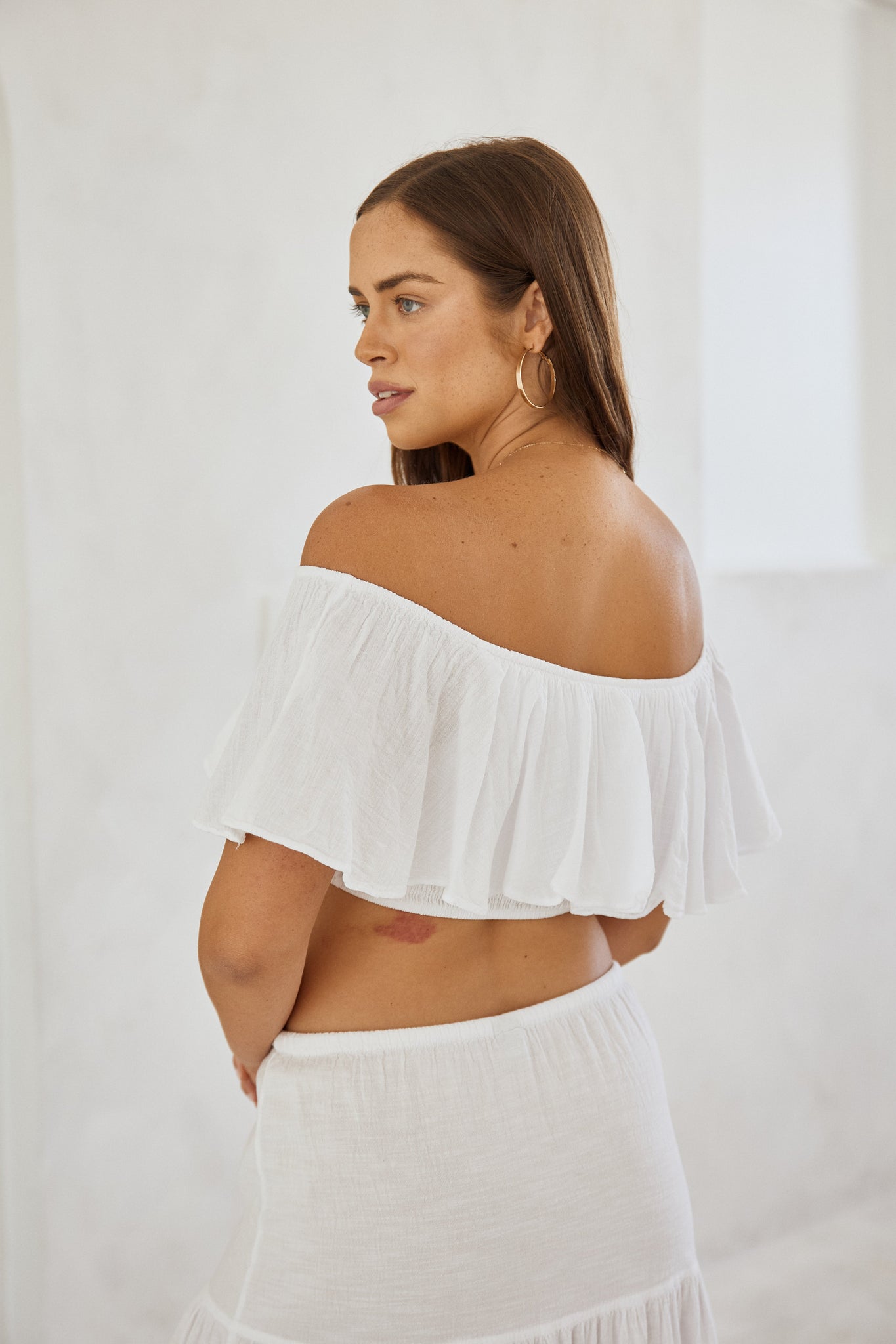 Blanco Flowy Maxi Skirt White S