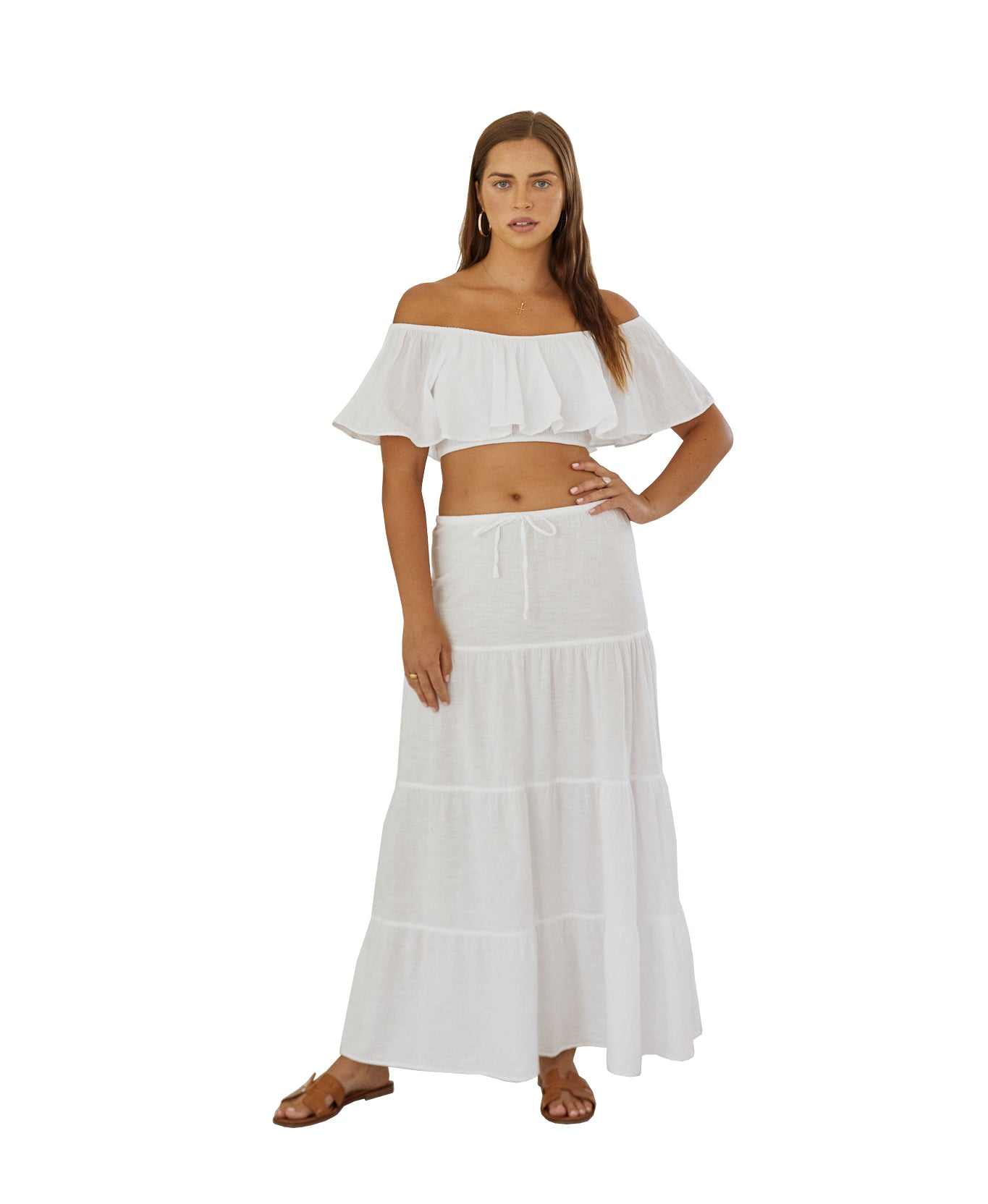 Blanco Flowy Maxi Skirt