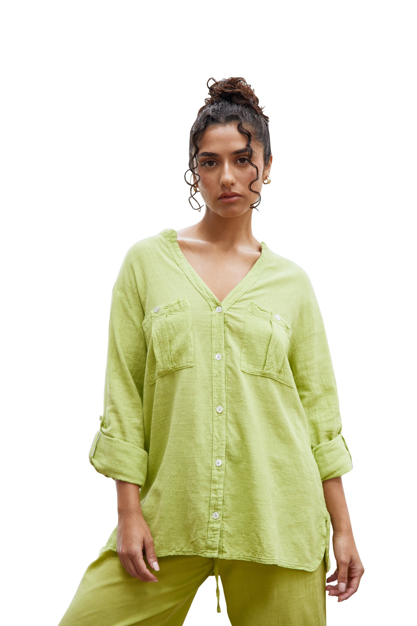 Blanco Two Pocket Long Sleeve Top Pistachio XL