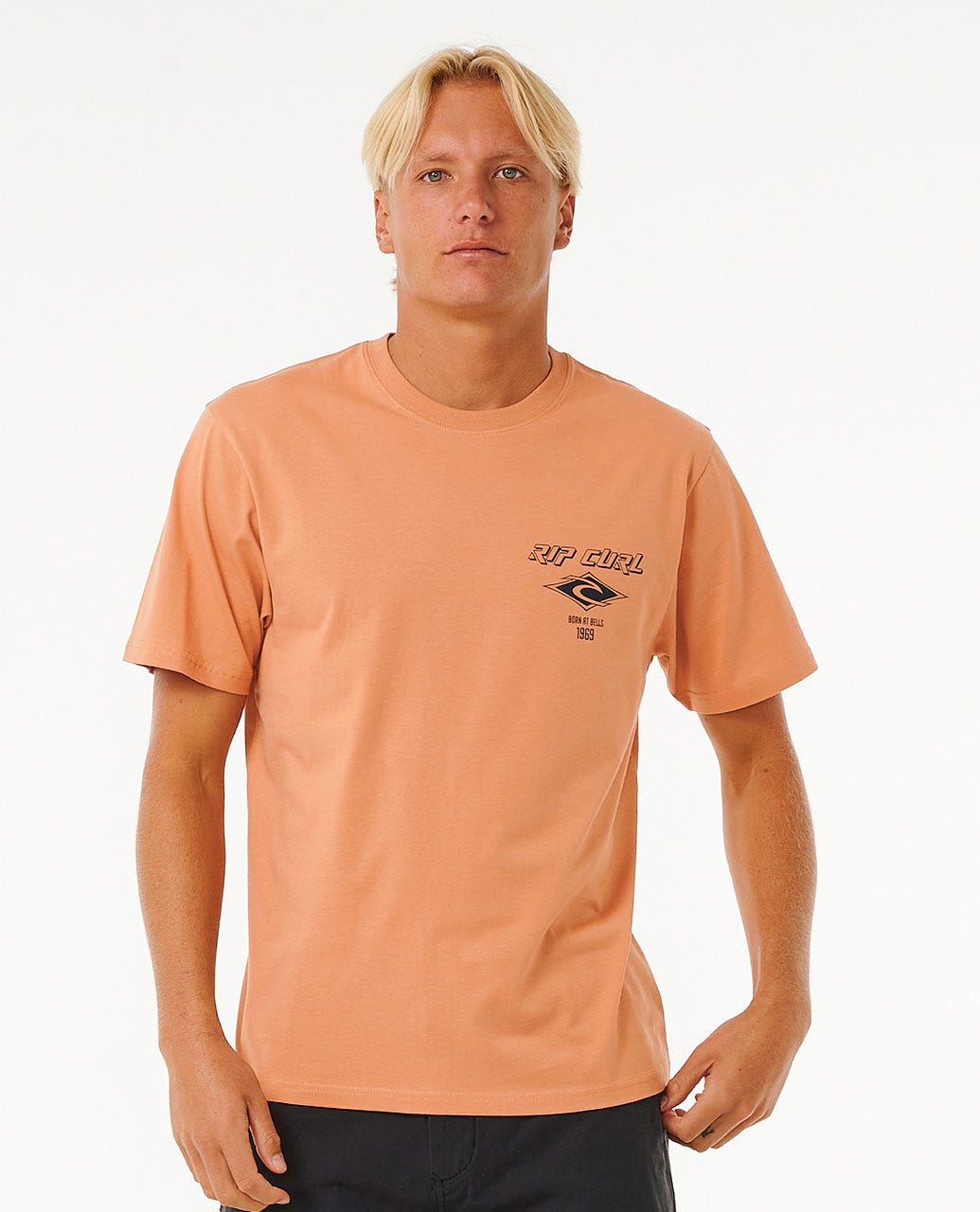 RIP CURL FADE OUT ICON TEE 0136-CLAY M