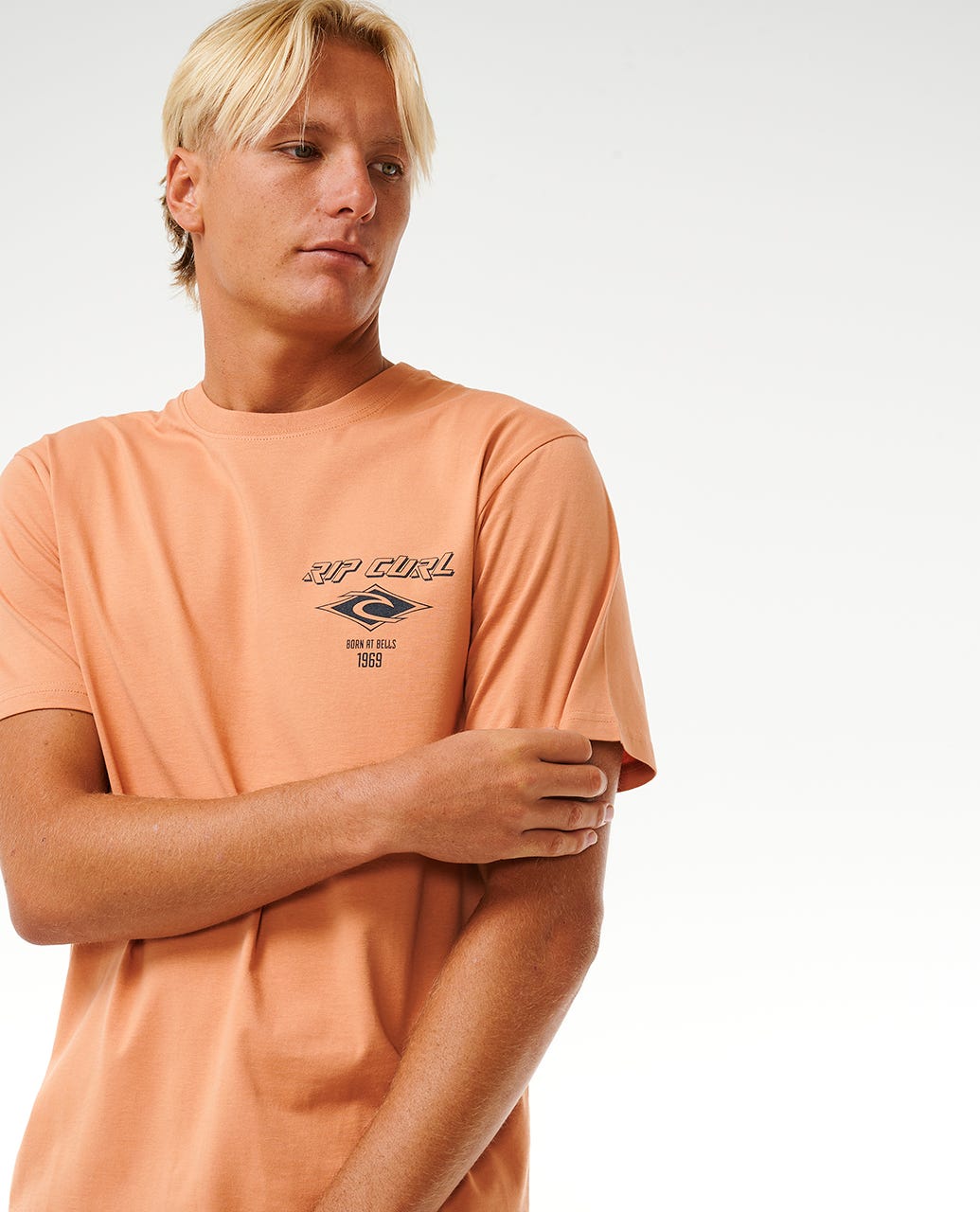 RIP CURL FADE OUT ICON TEE 0136-CLAY M