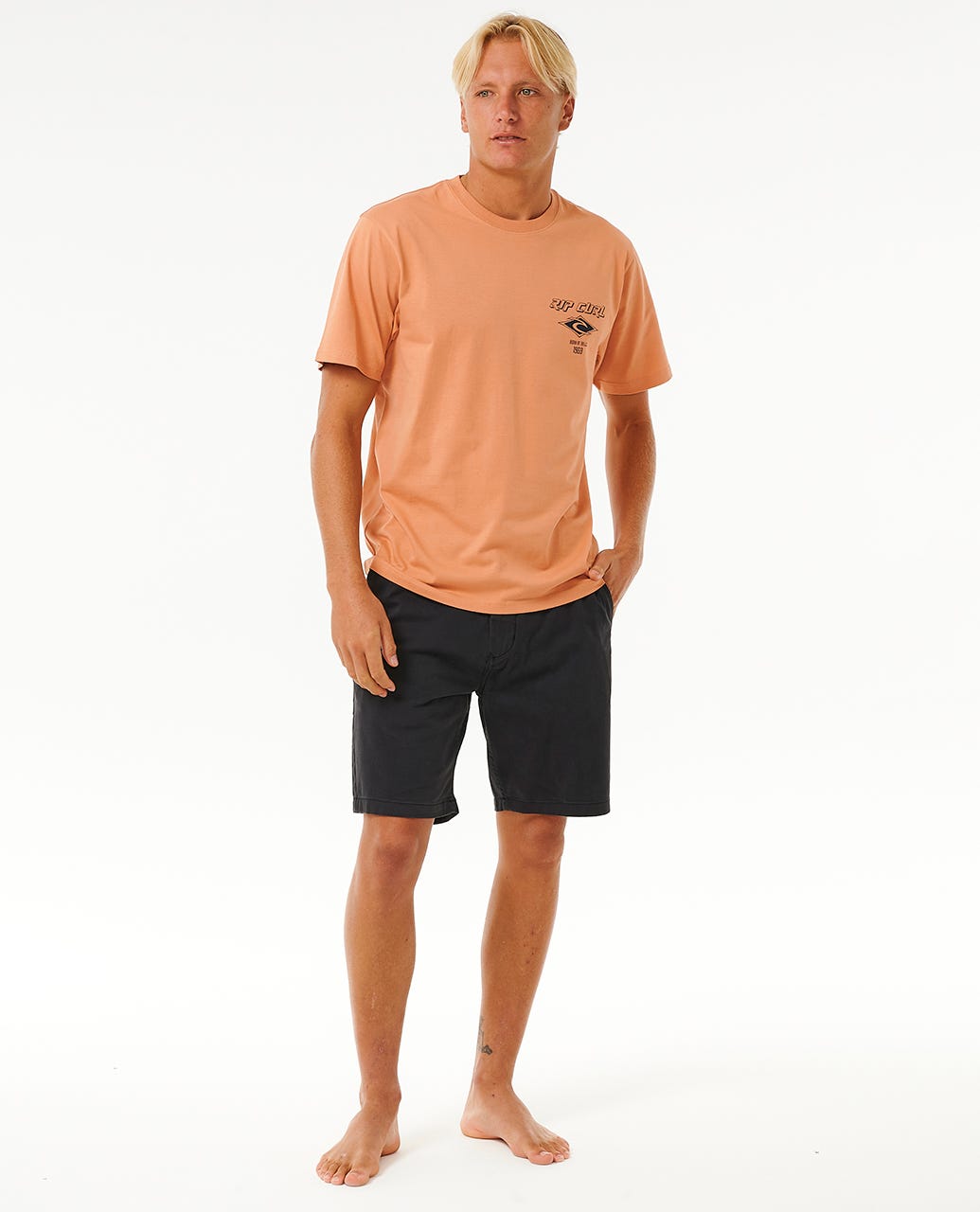 RIP CURL FADE OUT ICON TEE 0136-CLAY M