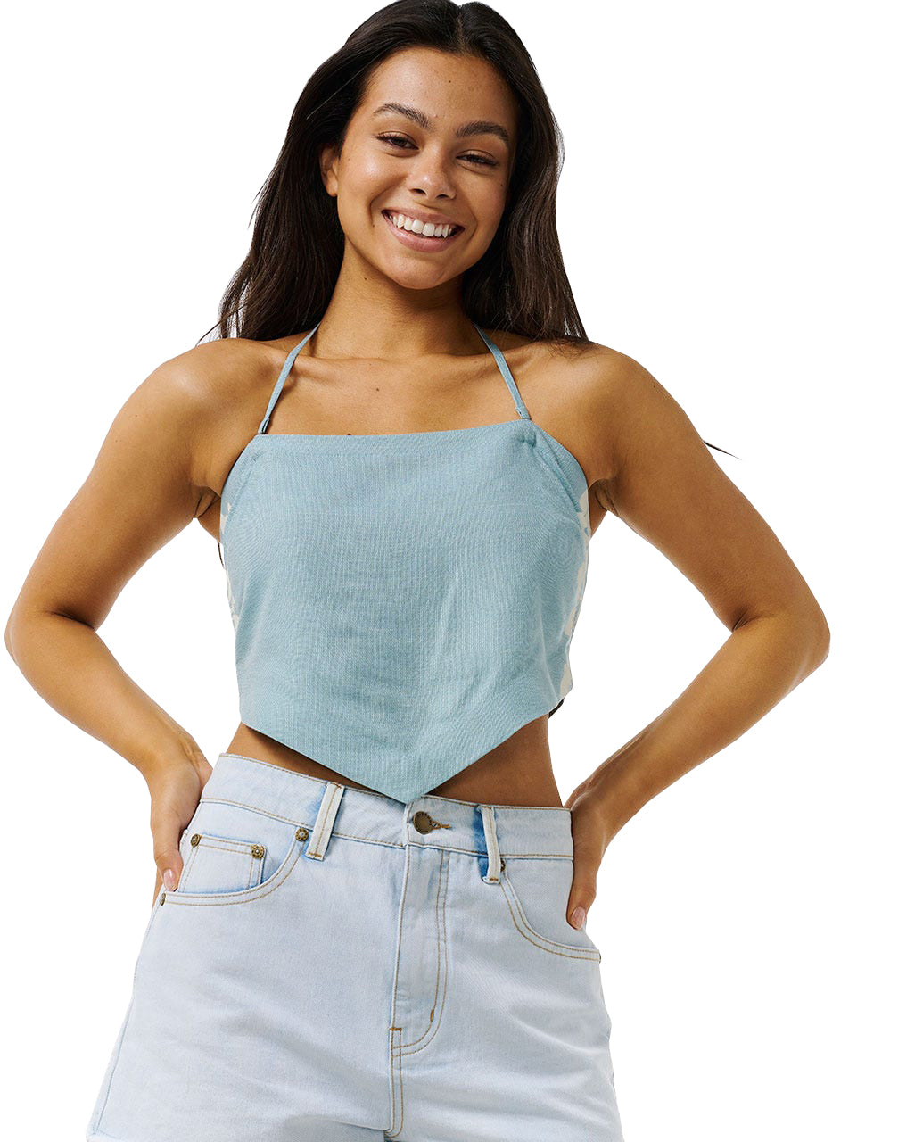 RIP CURL HIBISCUS HEAT HALTER NECK TOP 8962-MID BLUE L