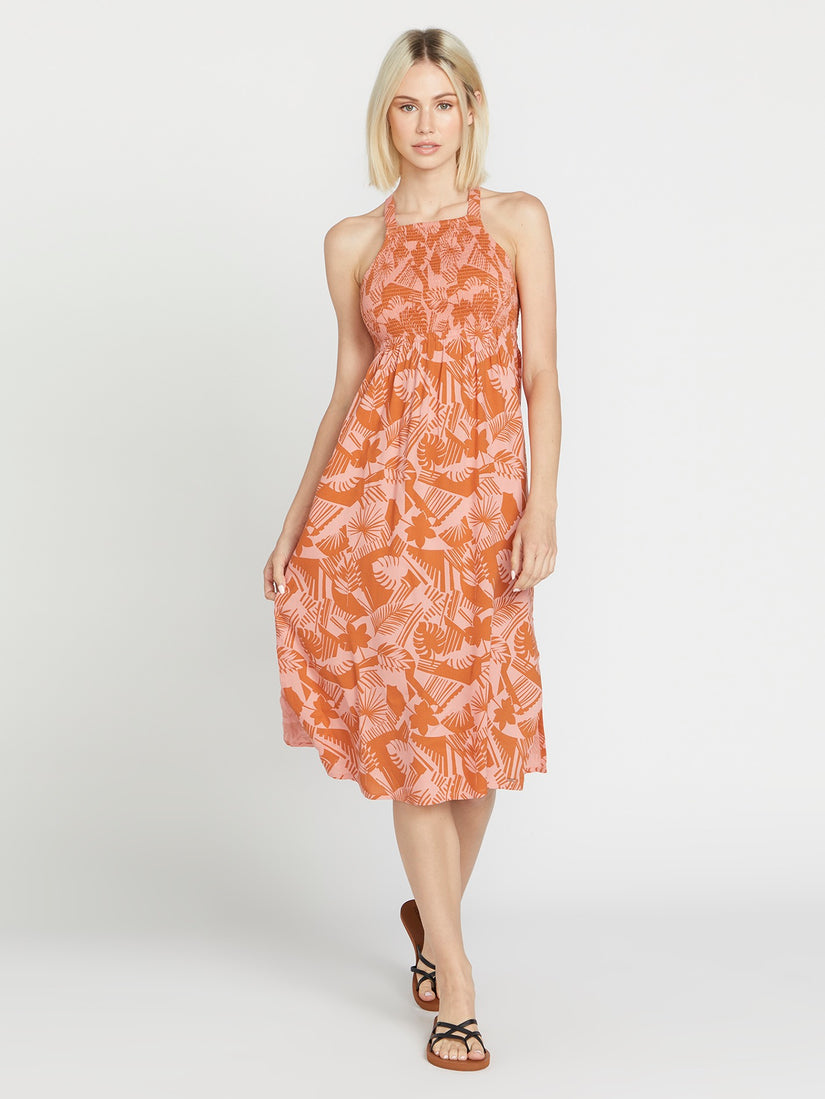 VOLCOM OFF TROPIC DRESS BRT-BURNT SIENNA XS