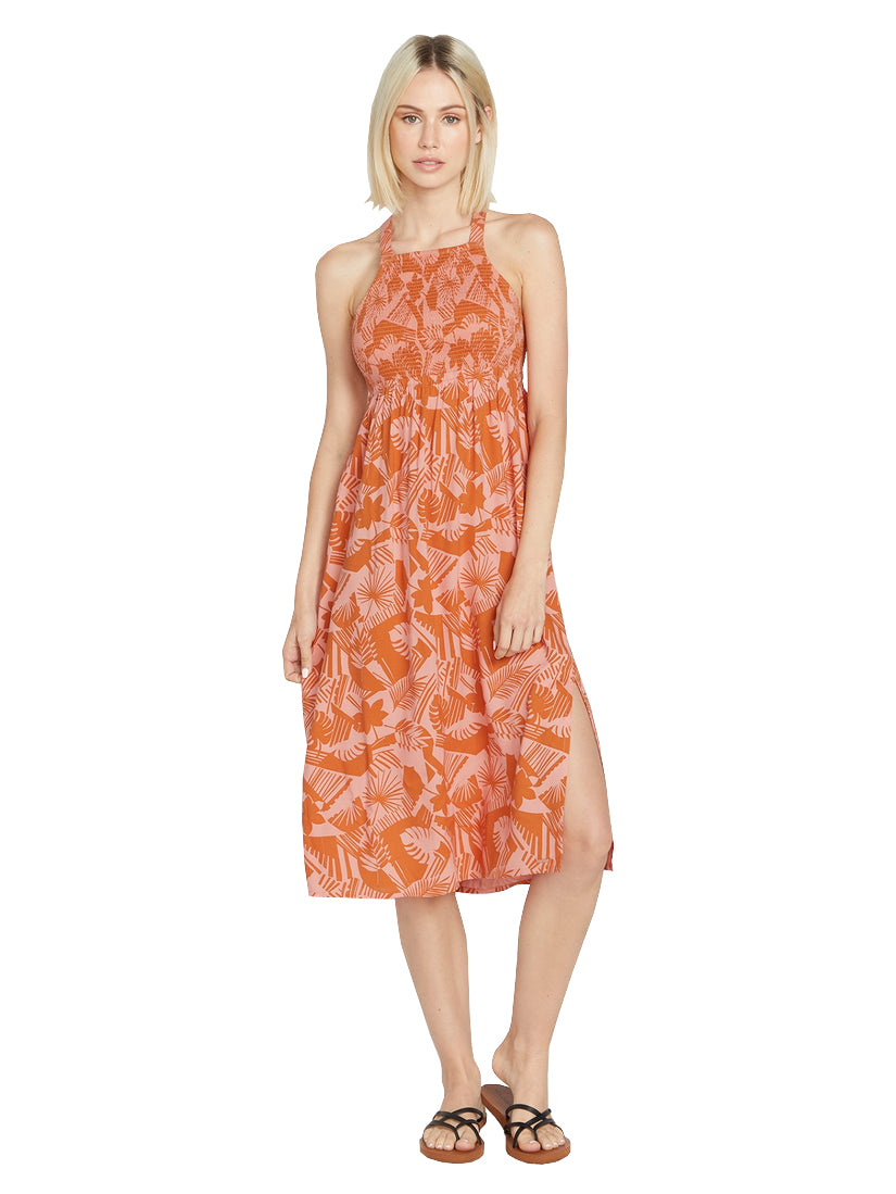 VOLCOM OFF TROPIC DRESS BRT-BURNT SIENNA XS