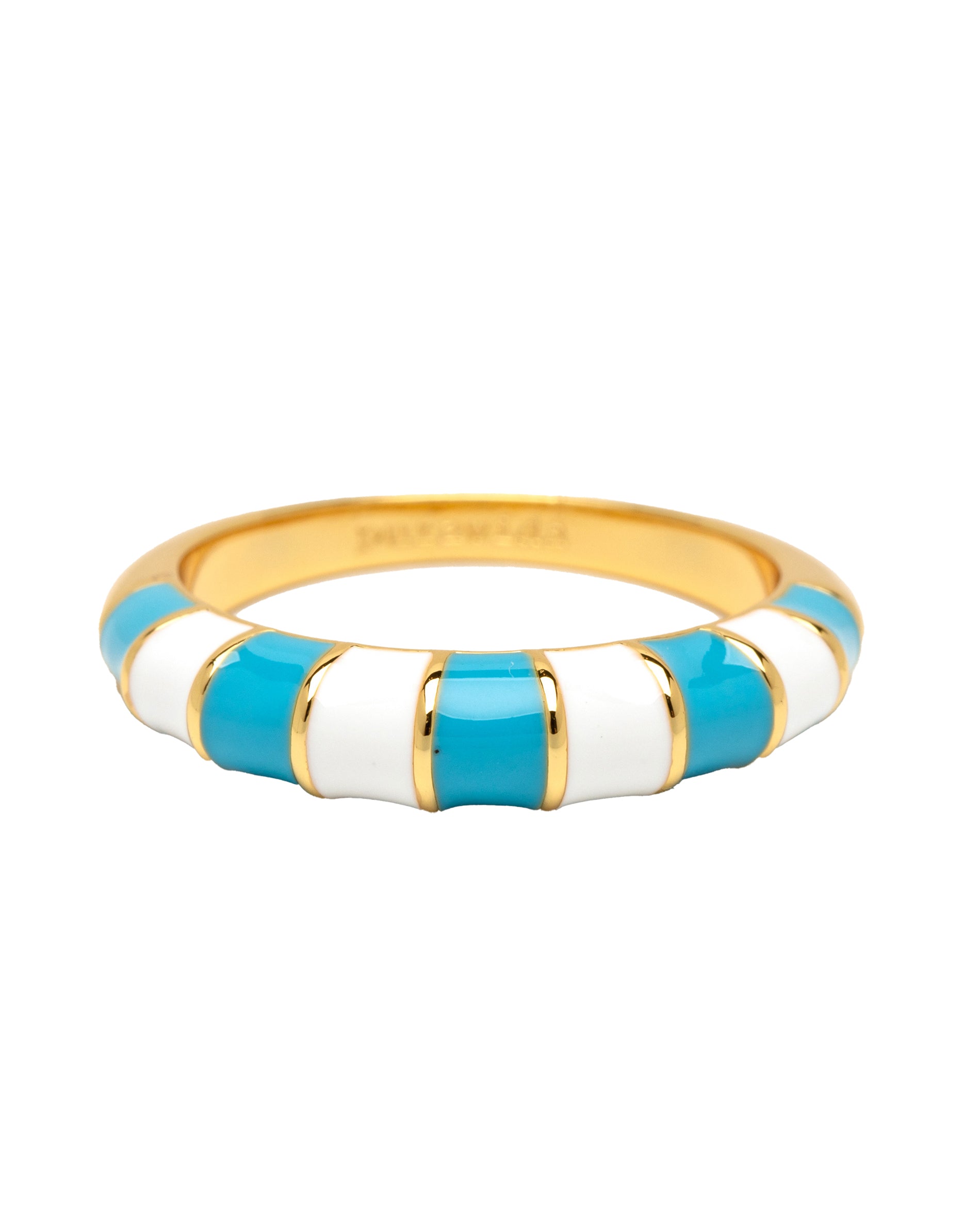 Pura Vida Striped Enamel Gold Ring BLWH 8