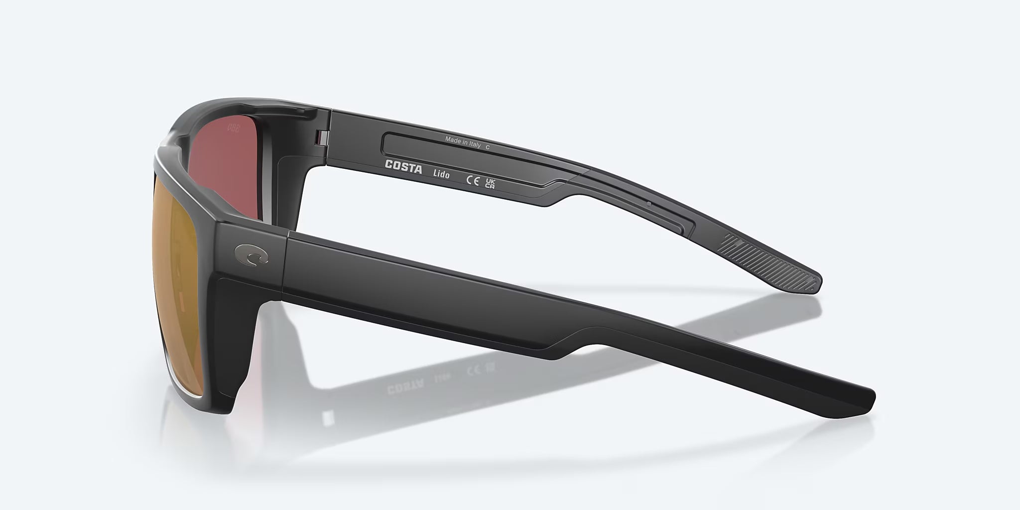 Costa Del Mar Lido Polarized Sunglasses MatteBlack GoldMirror 580G