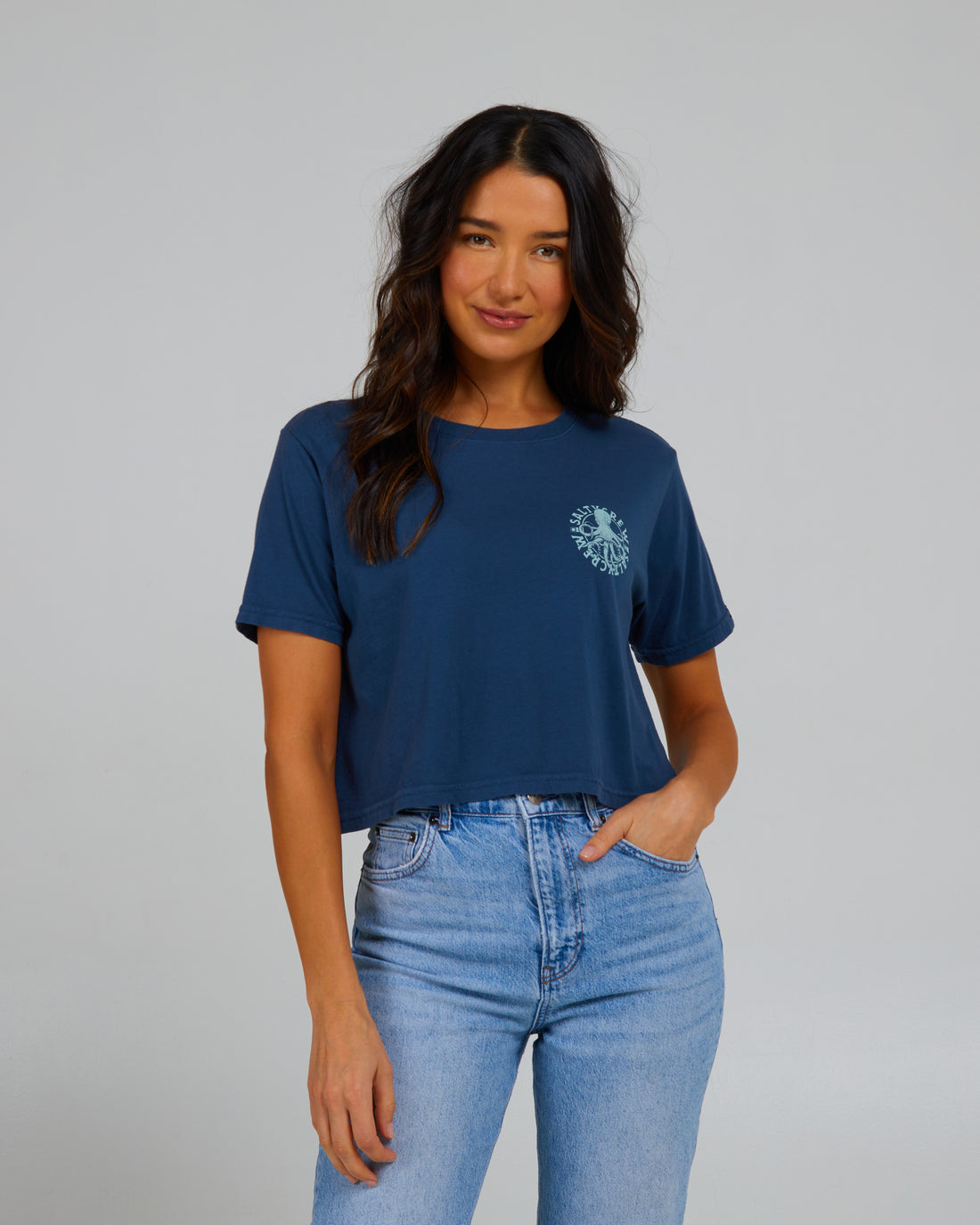 Salty Crew My Friend Crop SS Tee Denim L