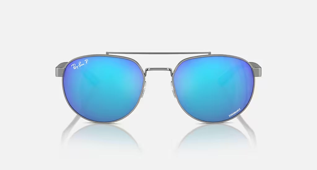 Ray-Ban 0RB3736CH Polarized Sunglasses Gunmetal GreenMirrorBlue