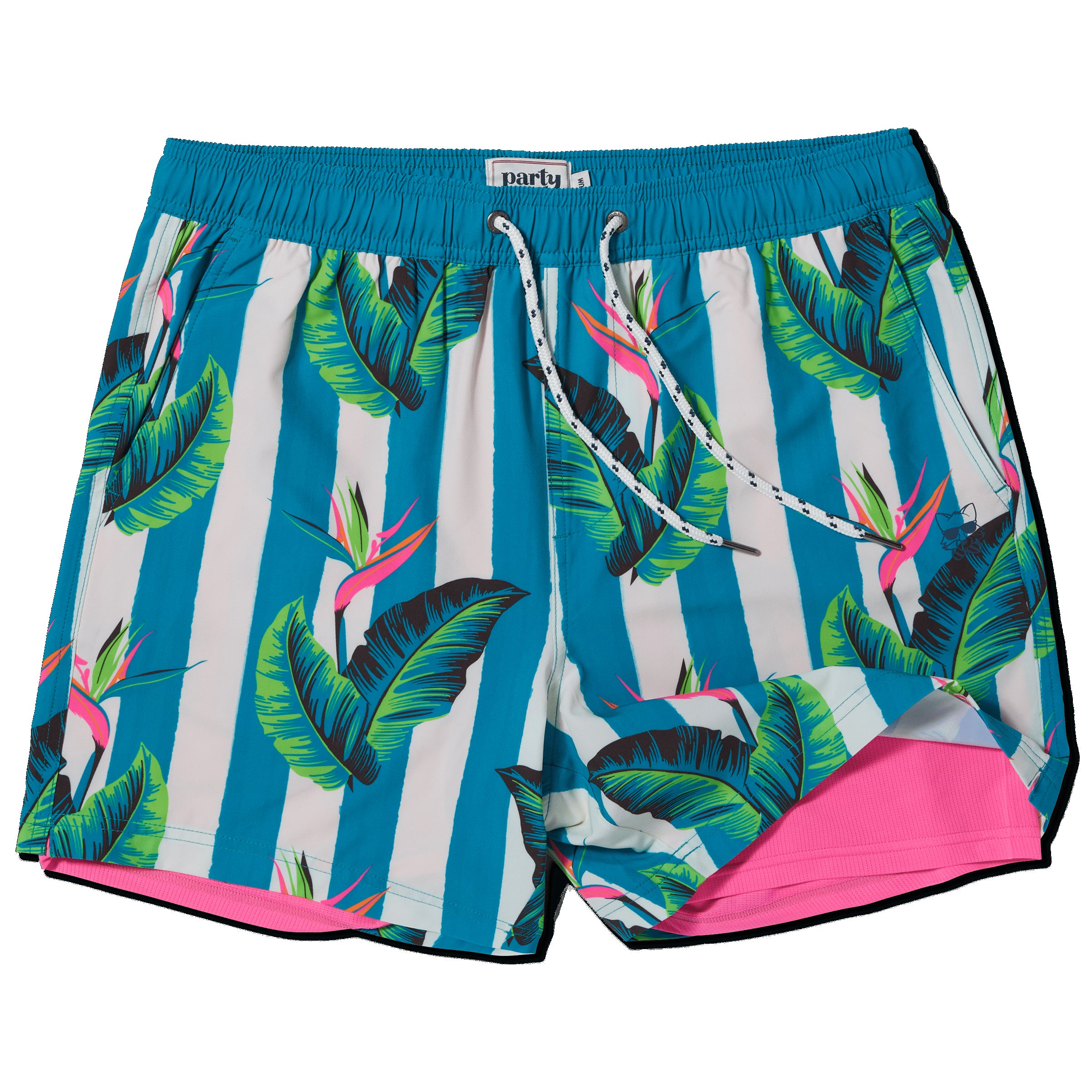 Party Pants Gulf Stripe Sport Short Turquoise XL