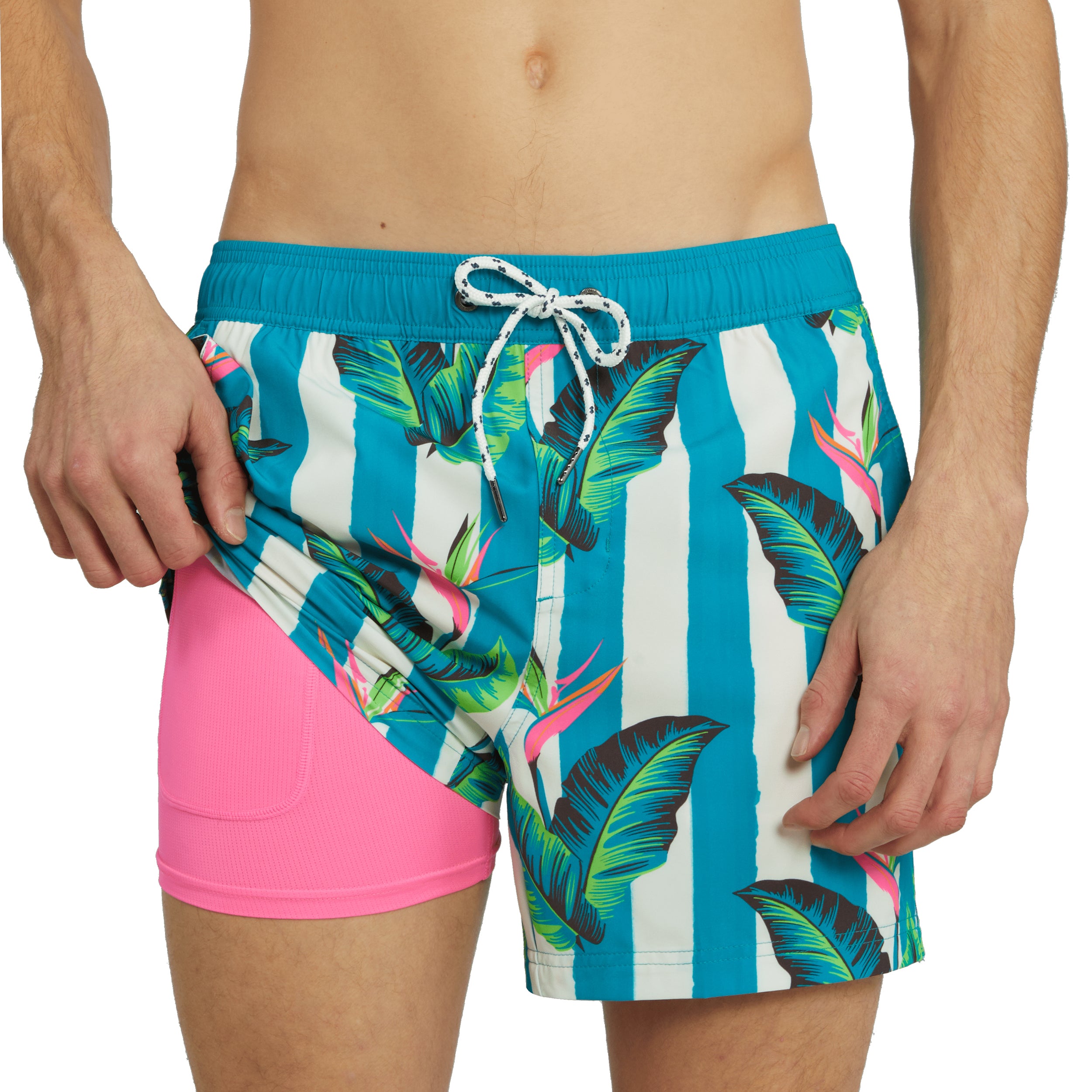 Party Pants Gulf Stripe Sport Short Turquoise L