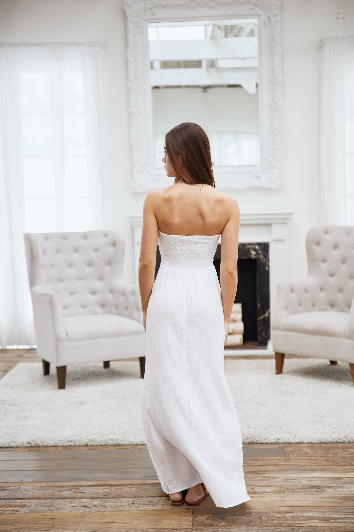 Blanco Twist Front Maxi Dress White L