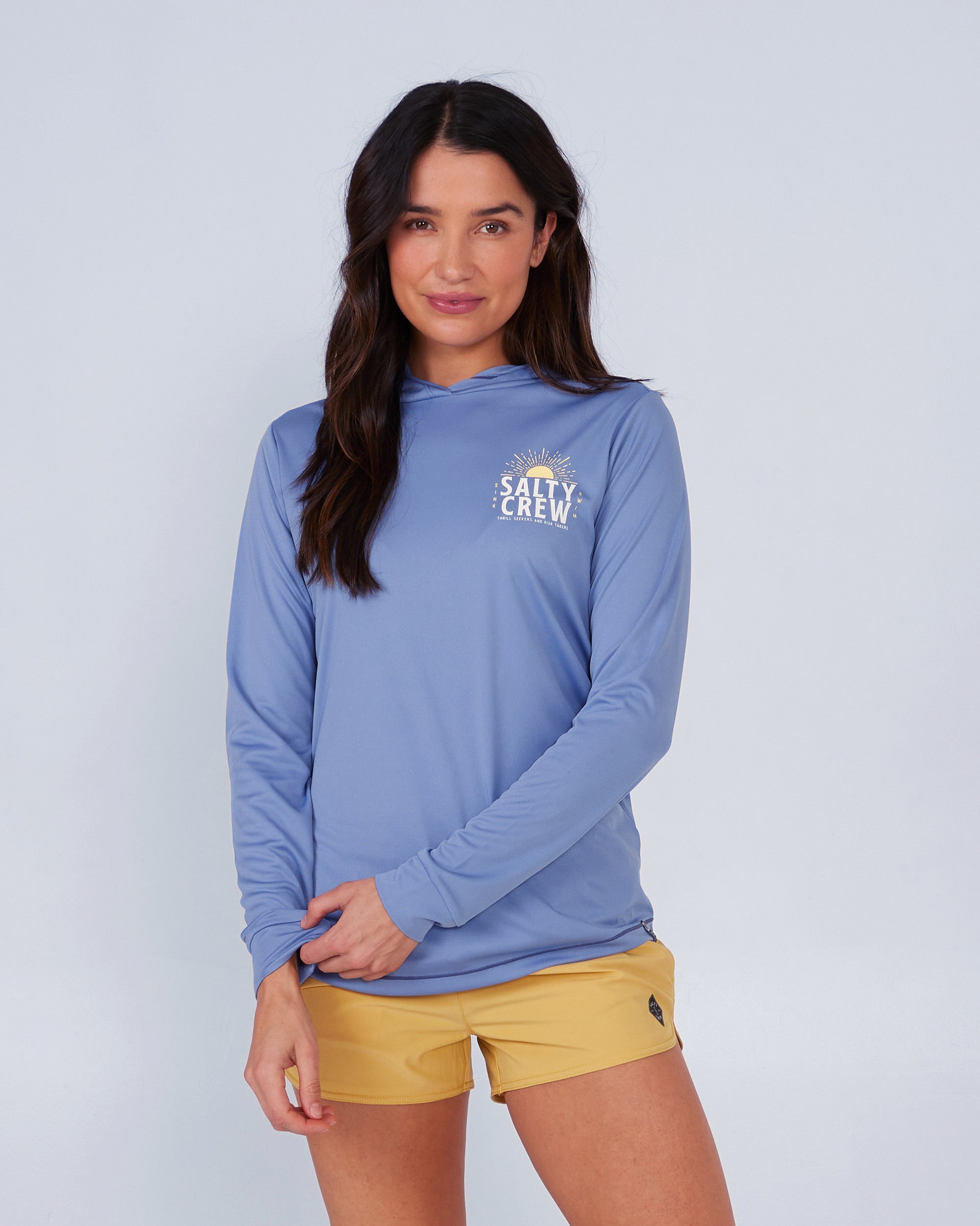 Salty Crew Crusin Hooded Sunshirt Blue Dusk M