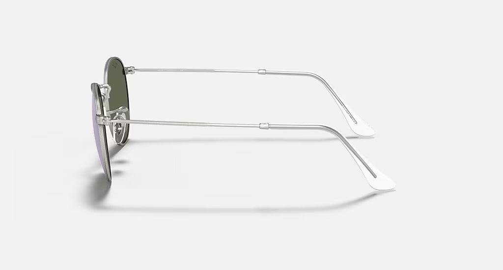 Ray Ban Round Metal Polarized Sunglasses MatteSilver LtGreenMirrorSilver Round