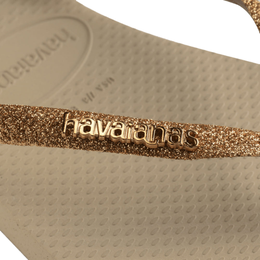 Havaianas Slim Glitter 3 Womens Sandal 9177-Sand-Golden Light Metal 7