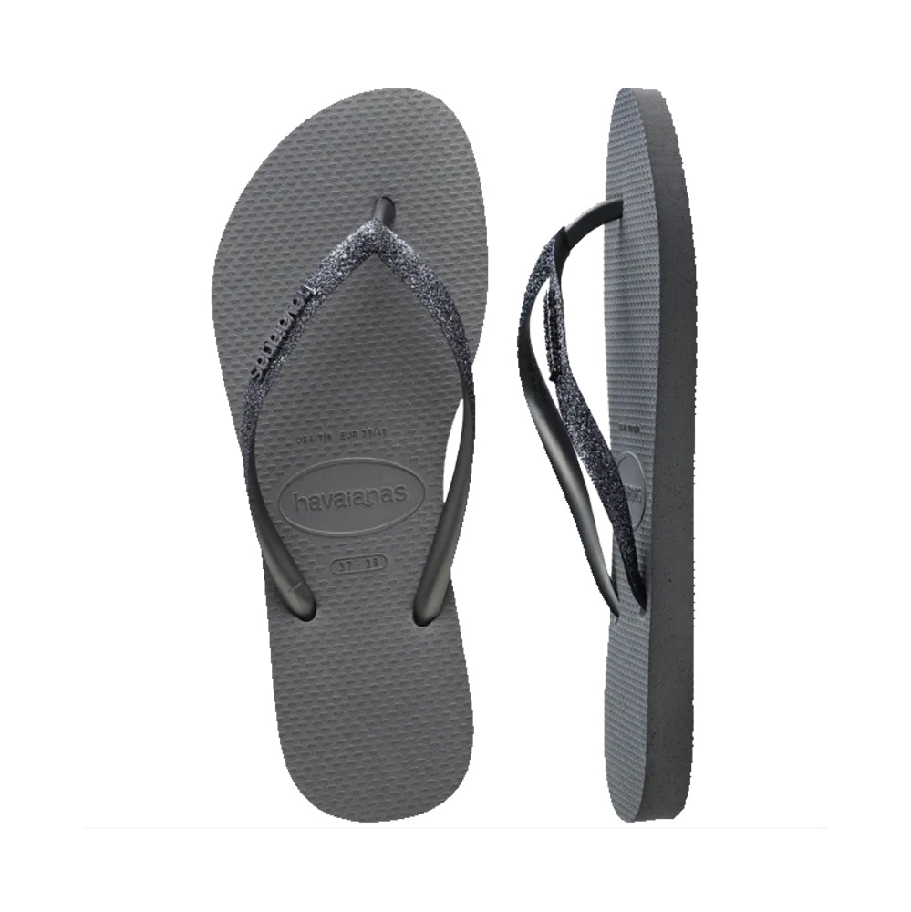 Havaianas Slim Glitter 3 Womens Sandal 3508-Grey-Graphite 9