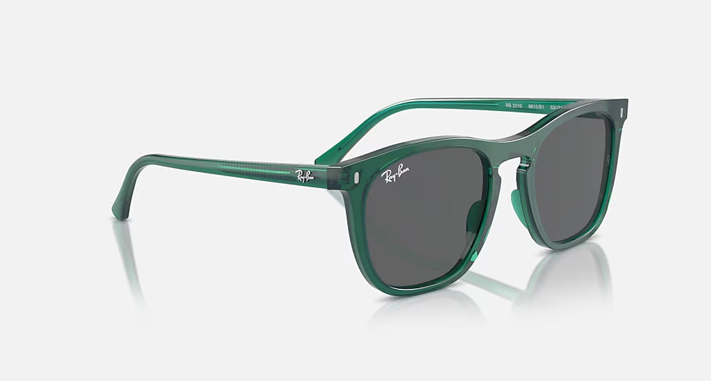 Ray-Ban 0RB2210 Polarized Sunglasses TransparentGreen DkGrey