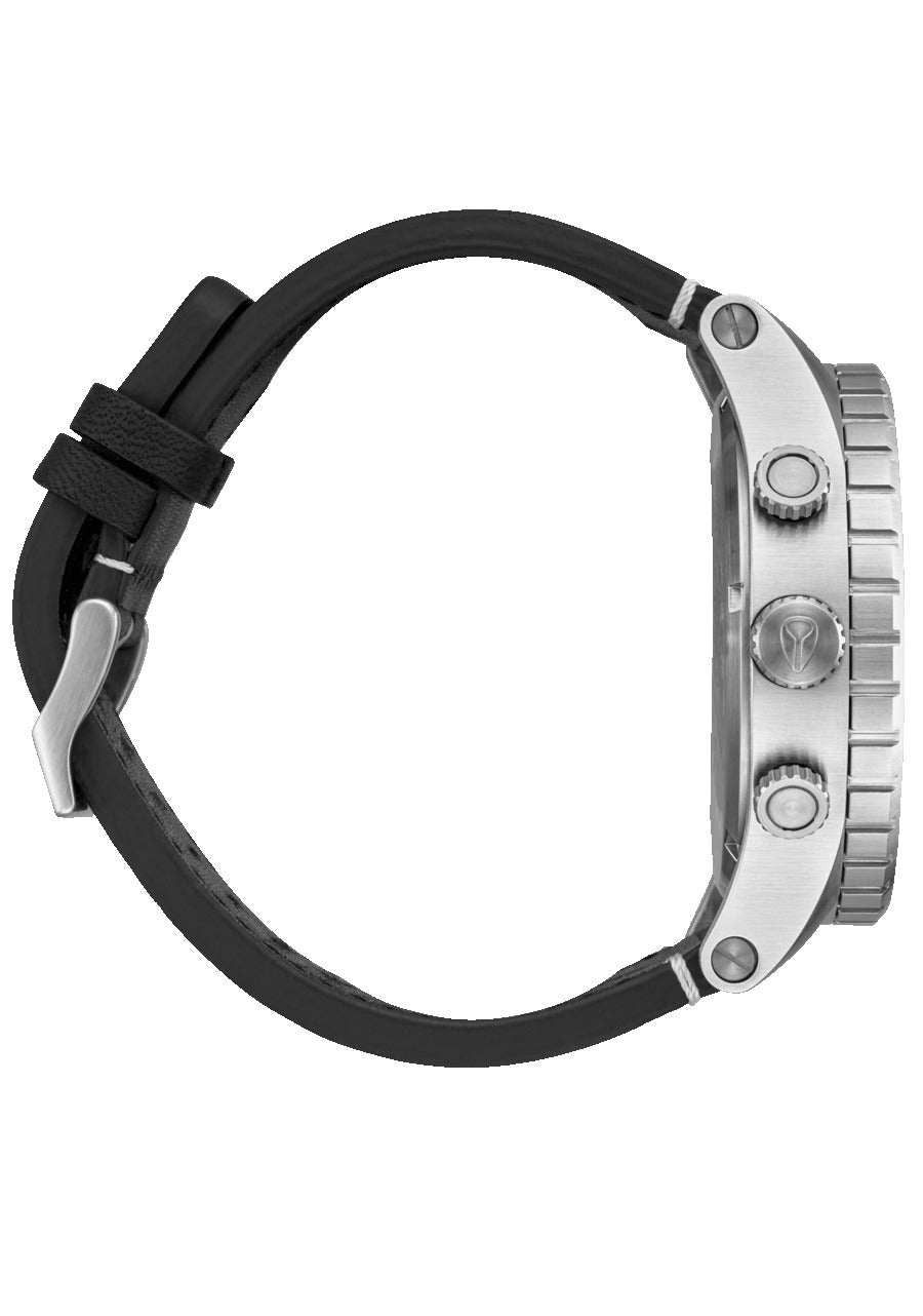 Nixon The 51-30 Chrono Leather Watch 5199-Silver-Black-Cranberry