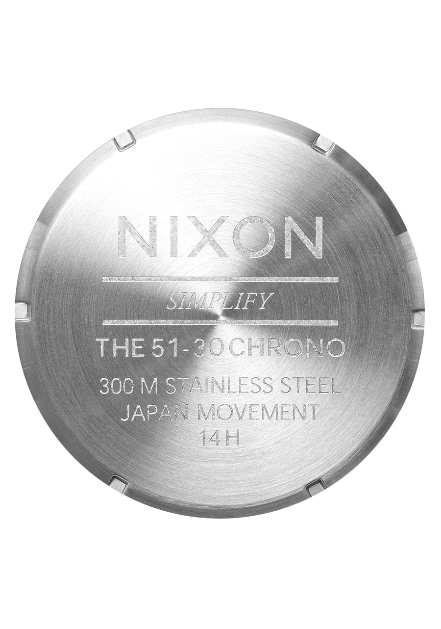 Nixon The 51-30 Chrono Leather Watch 5199-Silver-Black-Cranberry