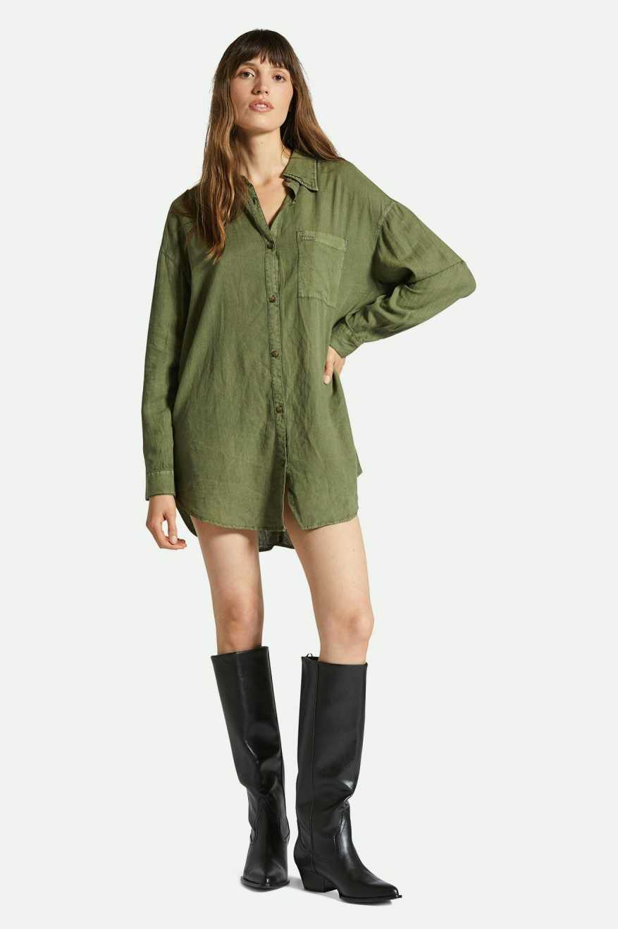 Brixton Vintage Linen LS Shirtdress SEKP M