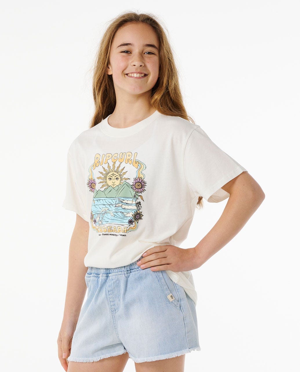 Rip Curl Hibiscus Heat Art SS Tee Girls Bone 10
