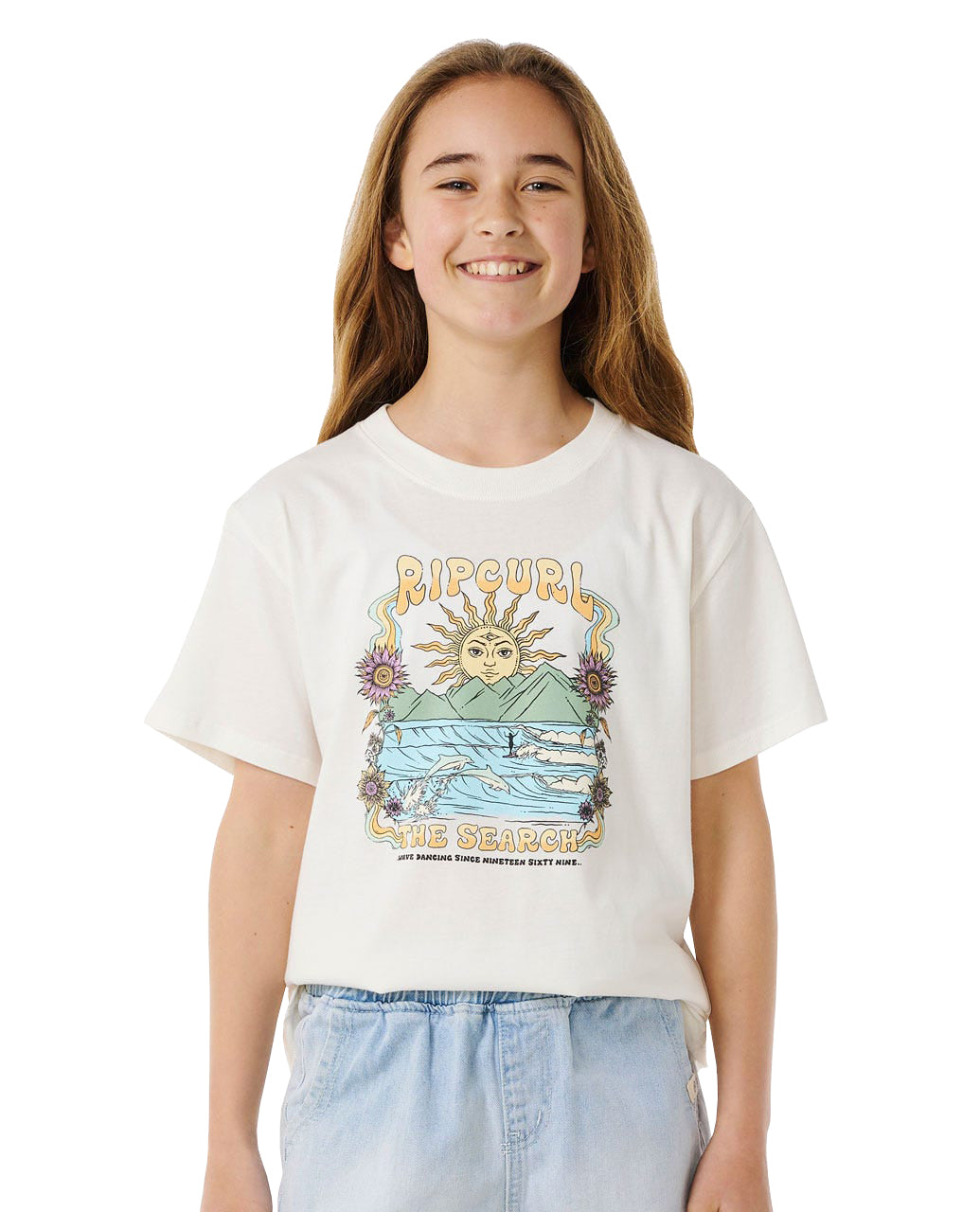 Rip Curl Hibiscus Heat Art SS Tee Girls Bone 12