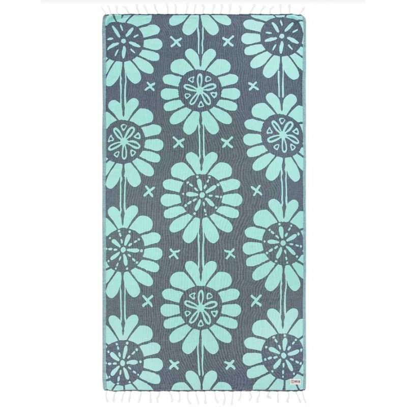 Sand Cloud Turkish Beach Towel Calico FloridaTeal Regular