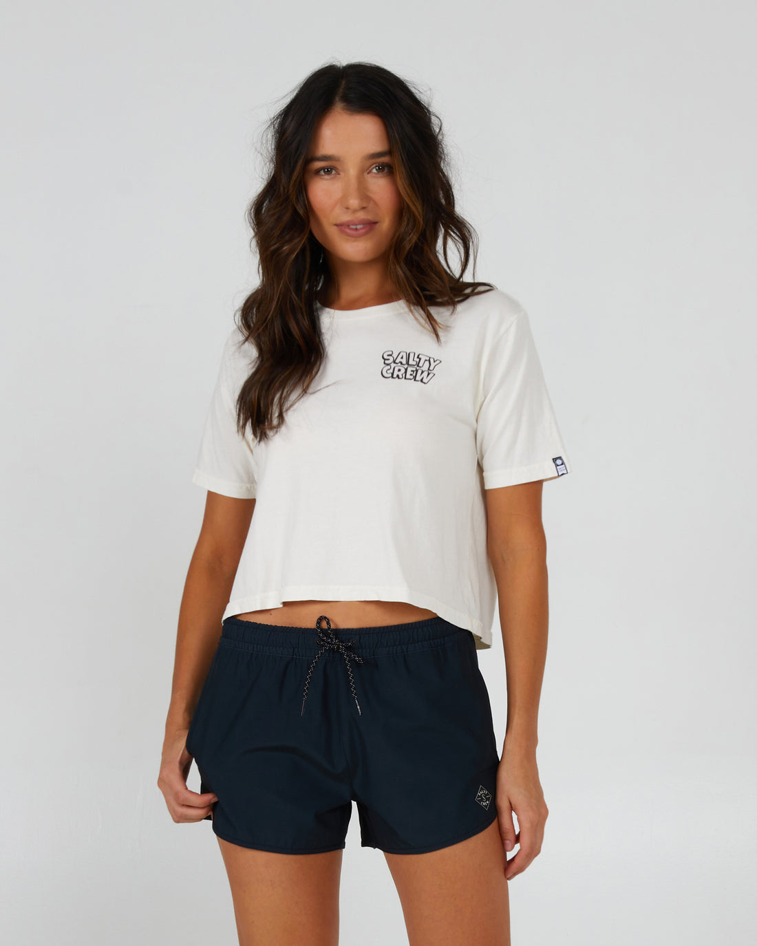 Salty Crew Floats Your Boat Cropped Tee OffWhite M