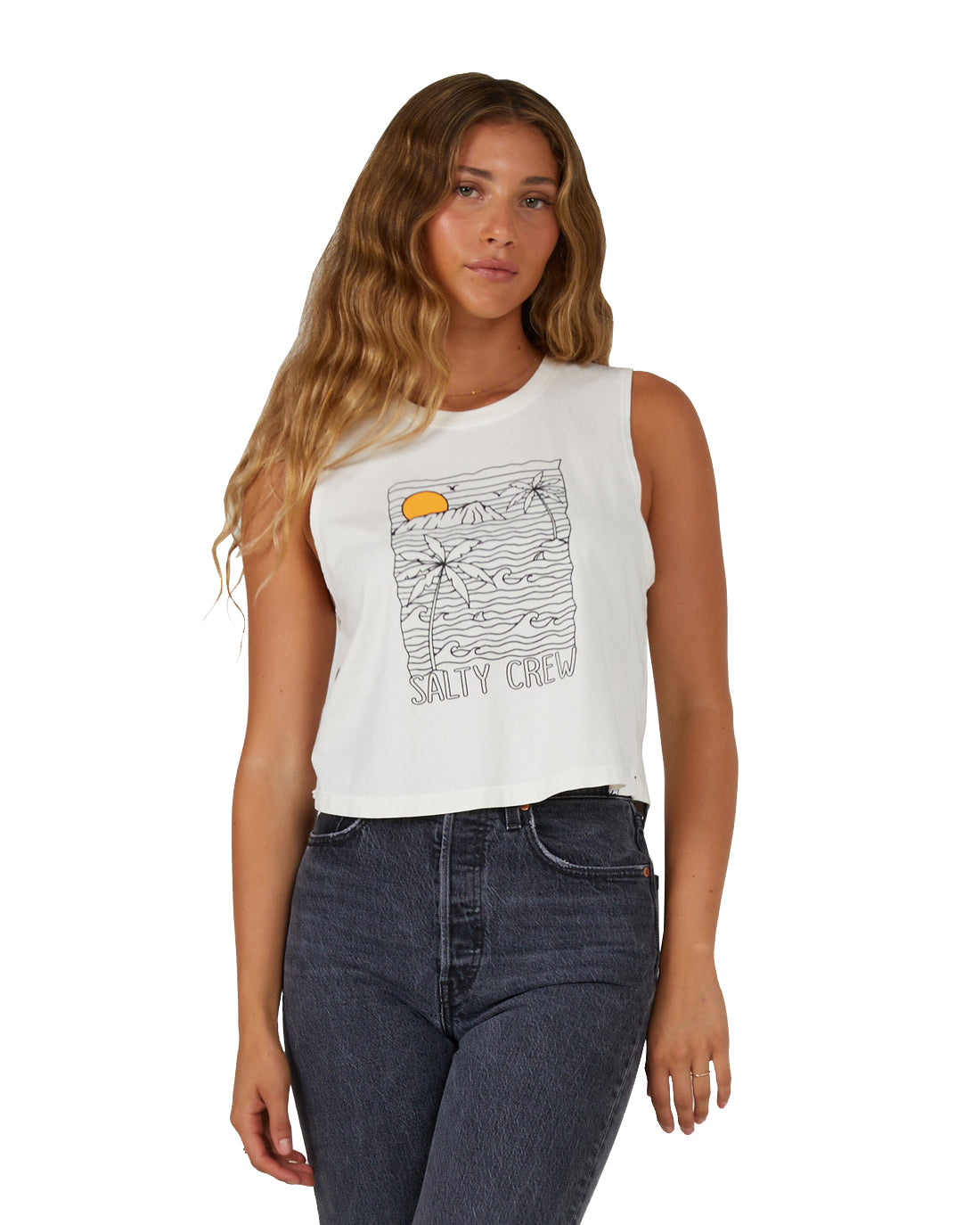 Salty Crew Joy Cropped Tank OffWhite S