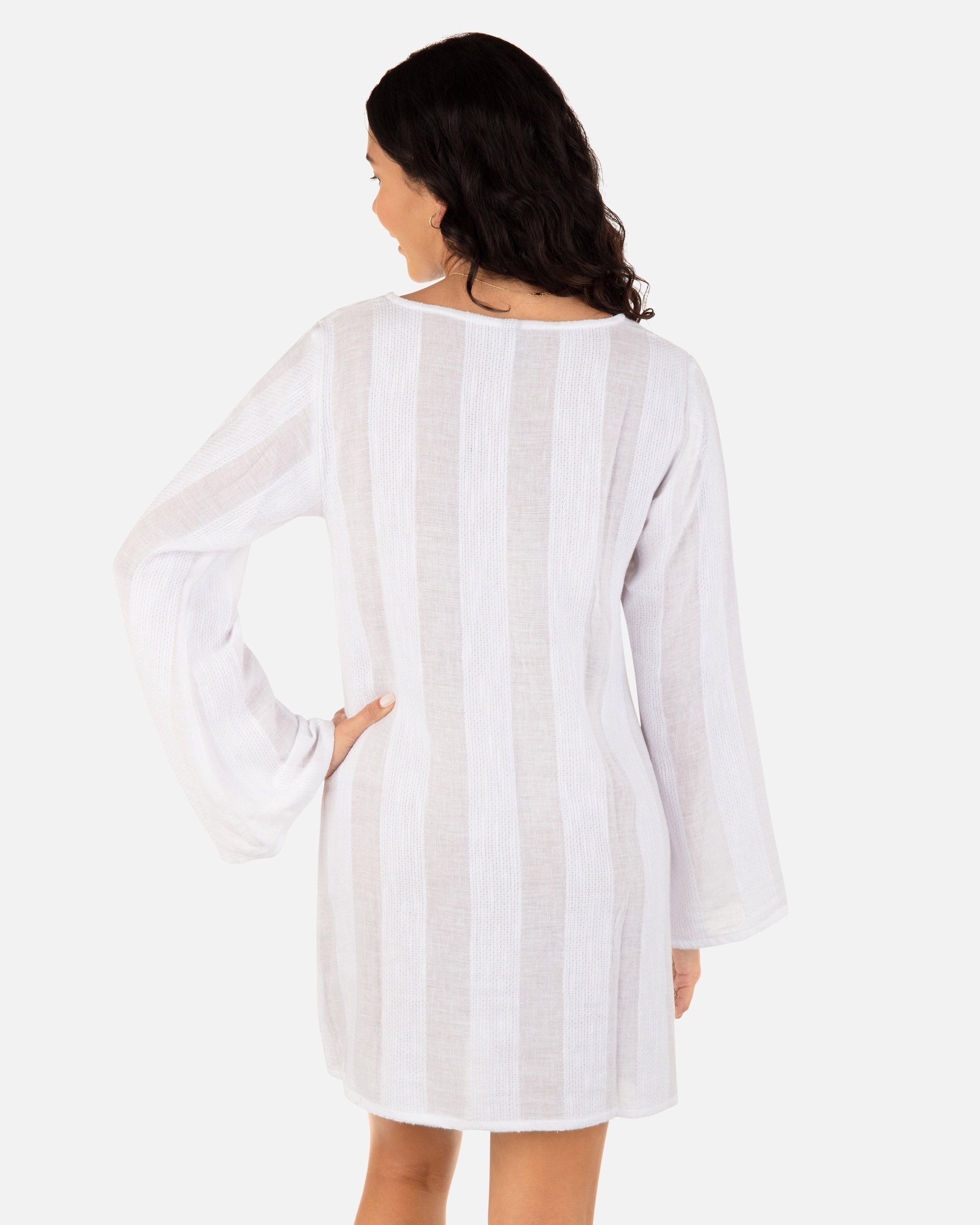 Hurley Stripe Gauze LS Tunic White XS