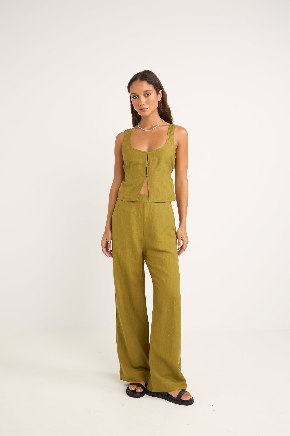 Rhythm Maya Wide Leg Pant OLI 4