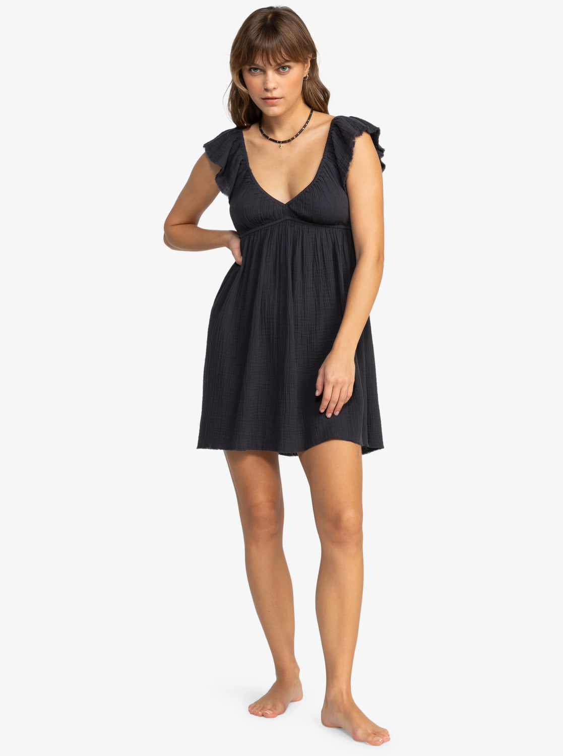 Roxy Luna Flutter Sleeve Mini Dress KTA0 L
