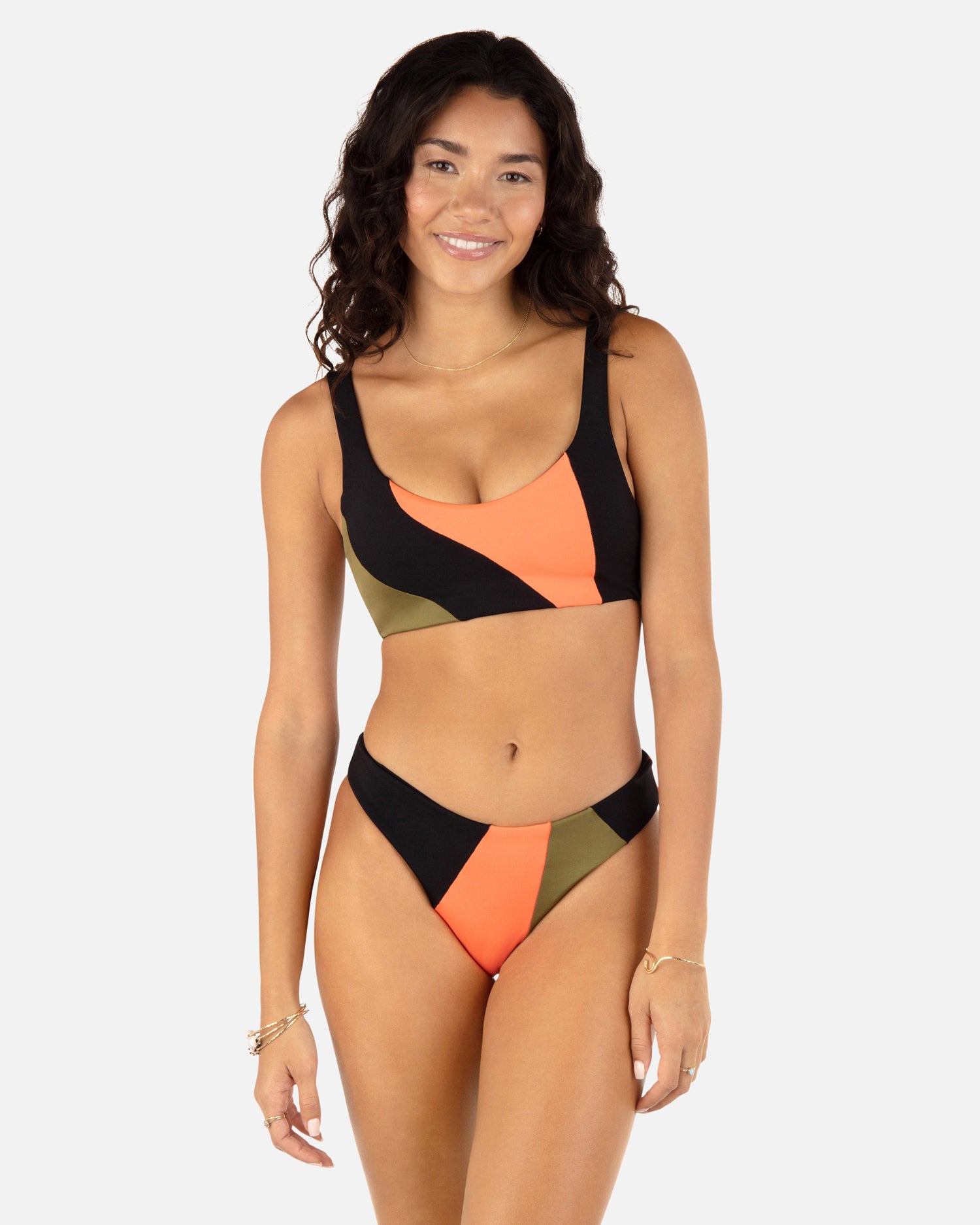 Hurley Color Blocked Max Cheeky Bottom CBLO L