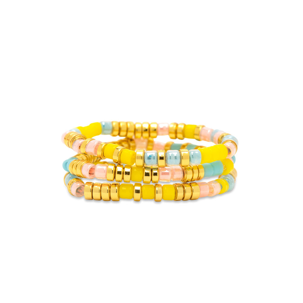 Pura Vida Mixed Seed Bead Ring GLD XS/S