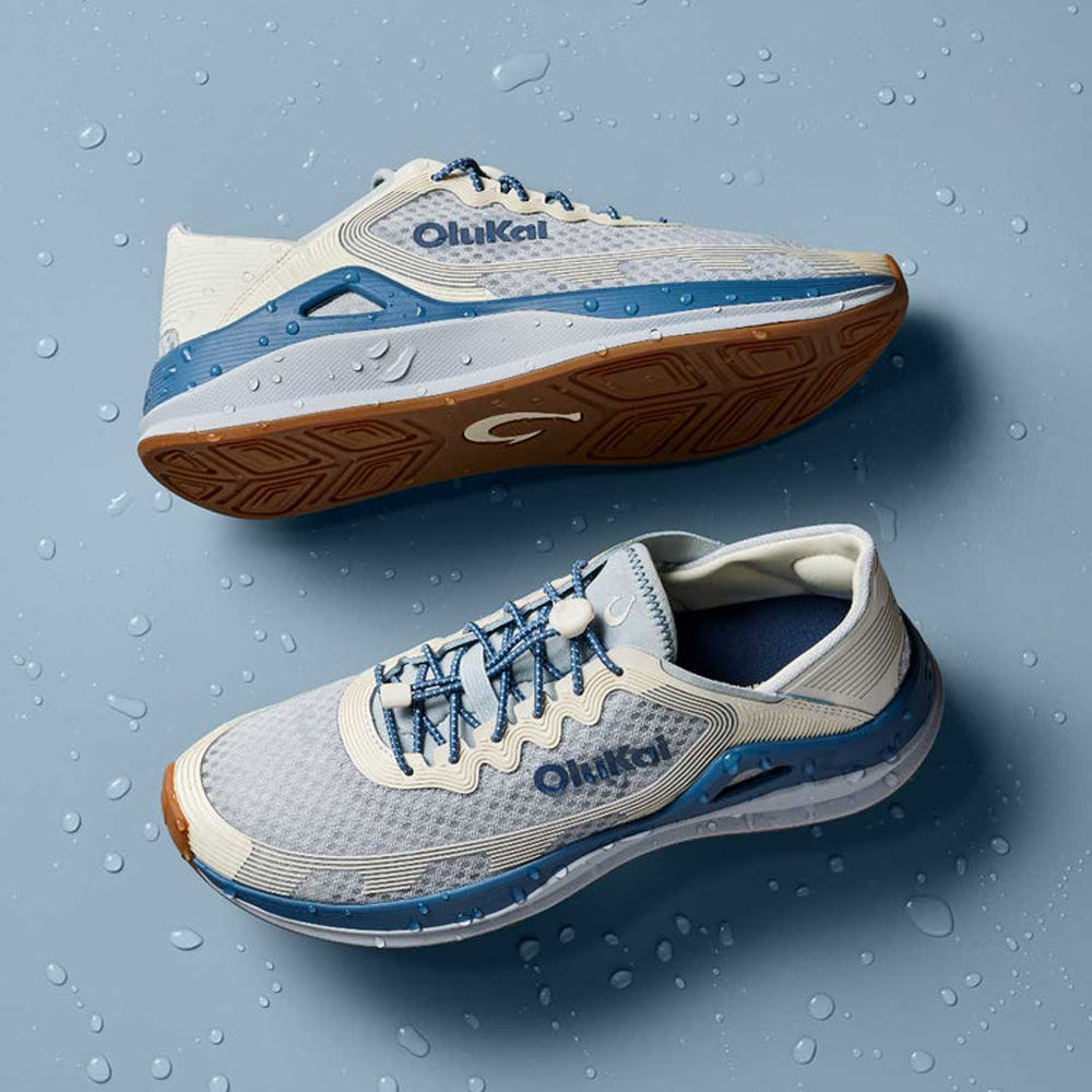 Olukai Ahi Mens Shoe ELWS-Blue Pearl-White Sand 8