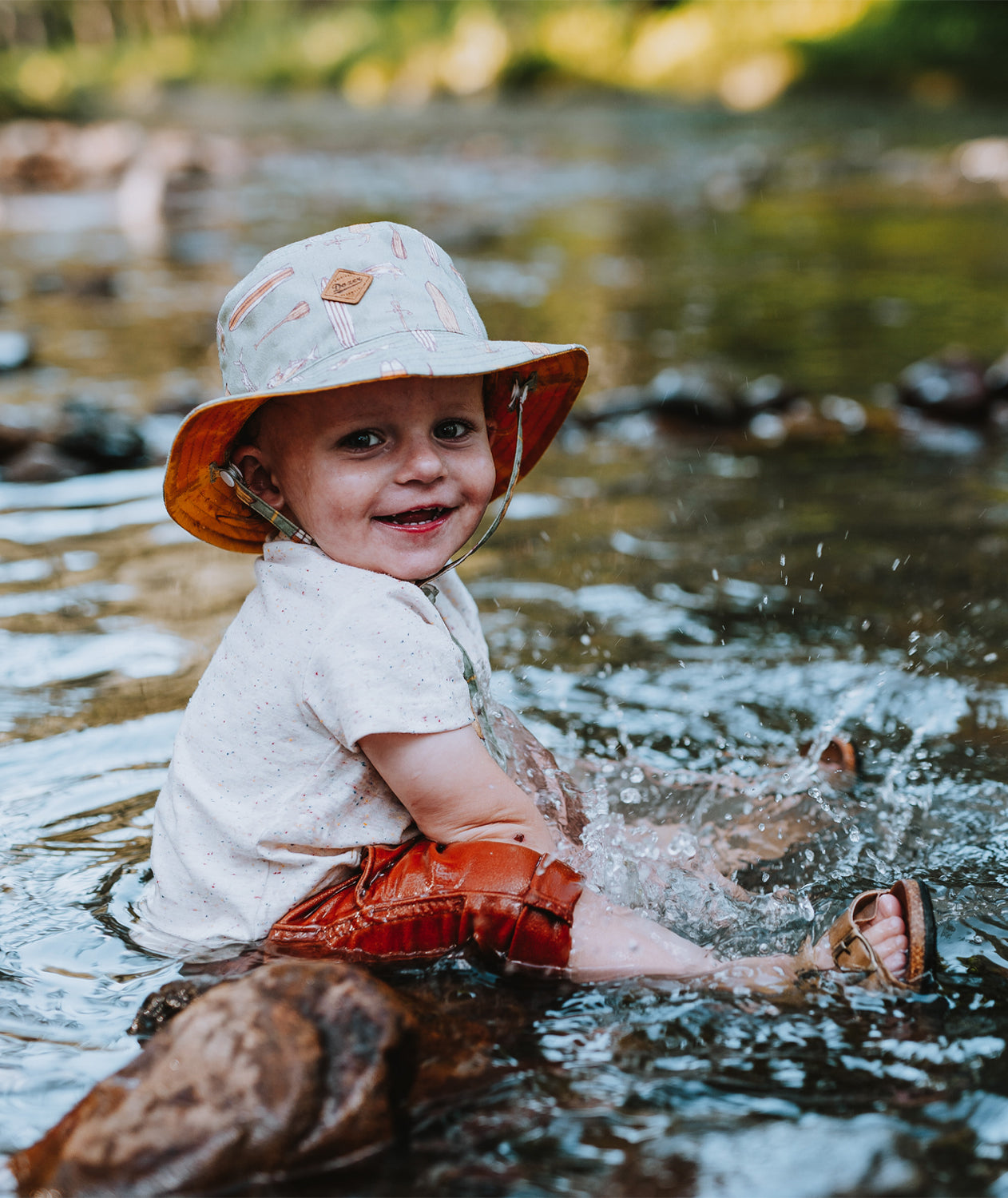 Tank Stream Design Baby Boys Bucket Hat-Lochiel Khaki 12-24