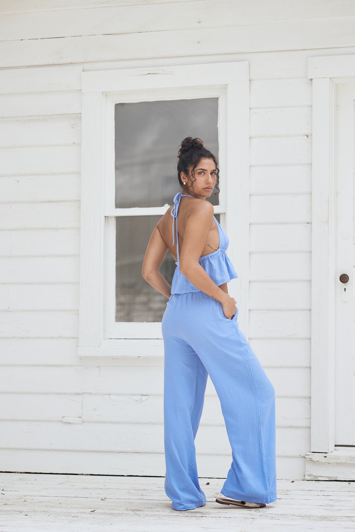 Blanco Draw String Pants Azure M