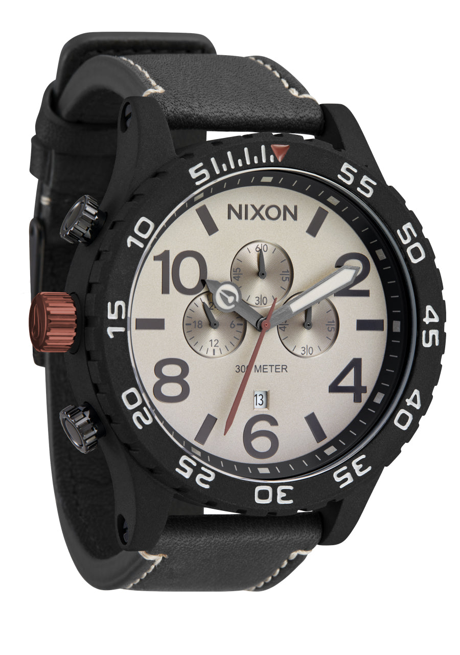 Nixon The 51-30 Chrono Leather Watch 5238-Black-Pumice-Charcoal