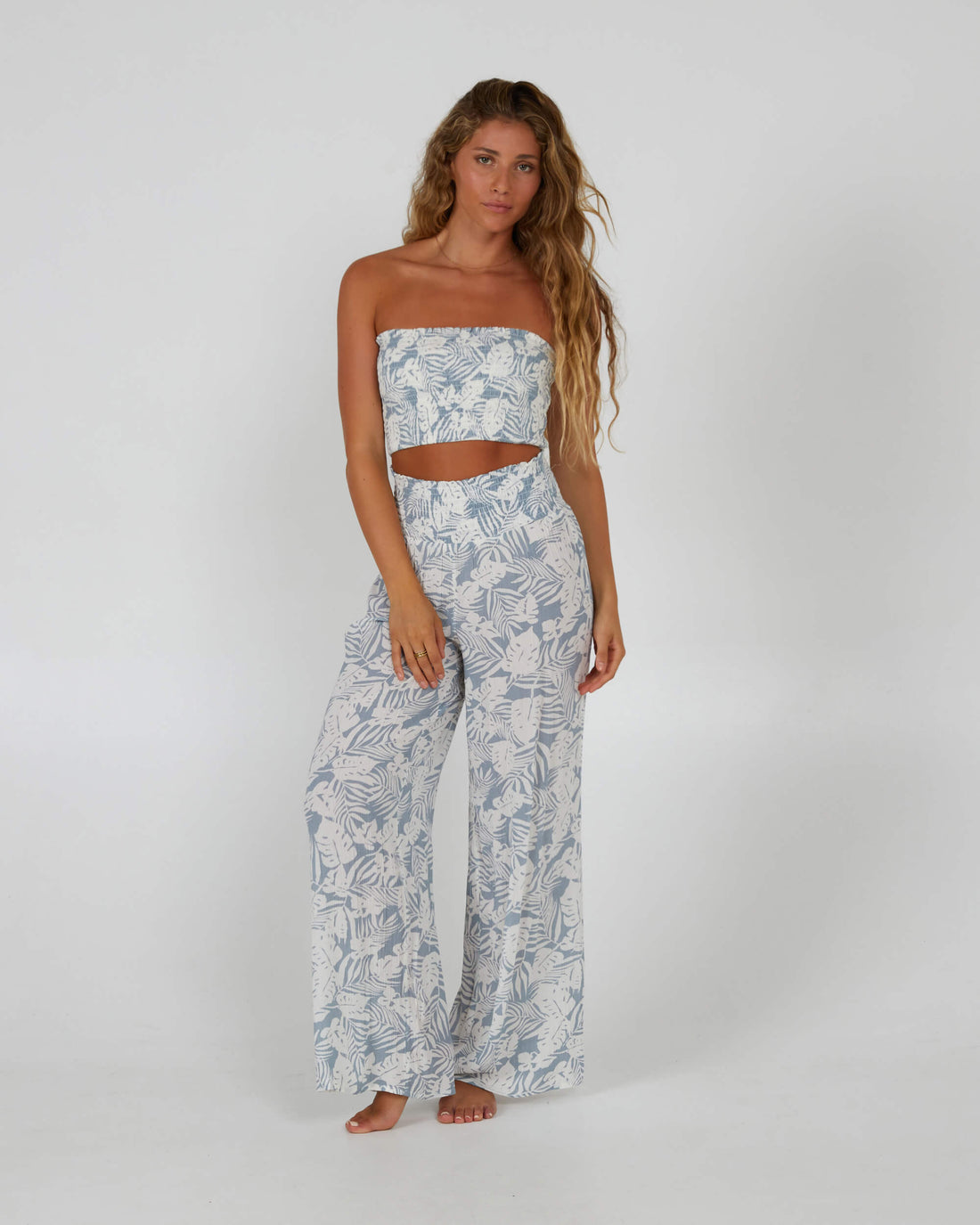 Salty Crew Mainland Smocked Top SeaBlue S