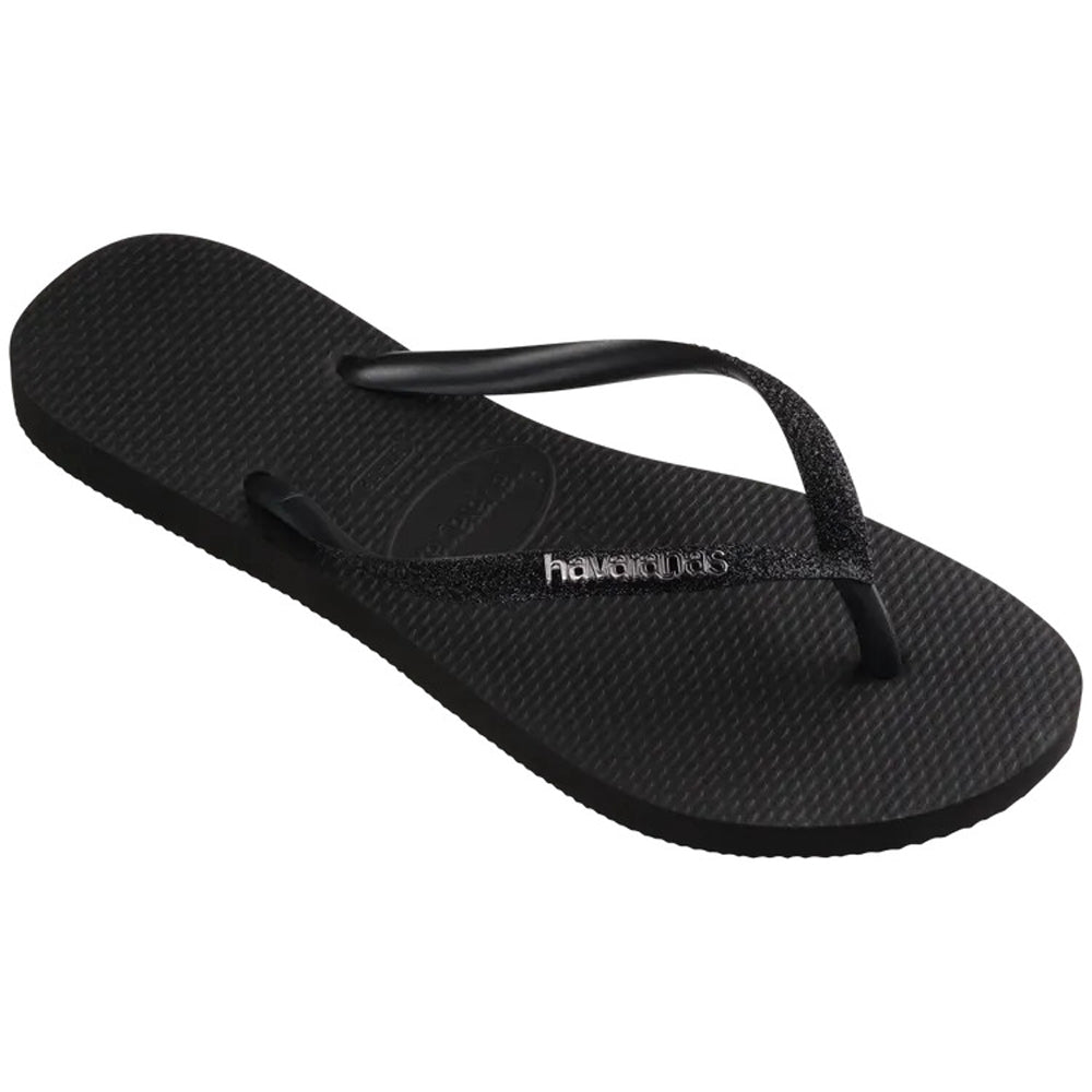 Havaianas Slim Glitter 2 Womens Sandal 1069-Black-Black 9