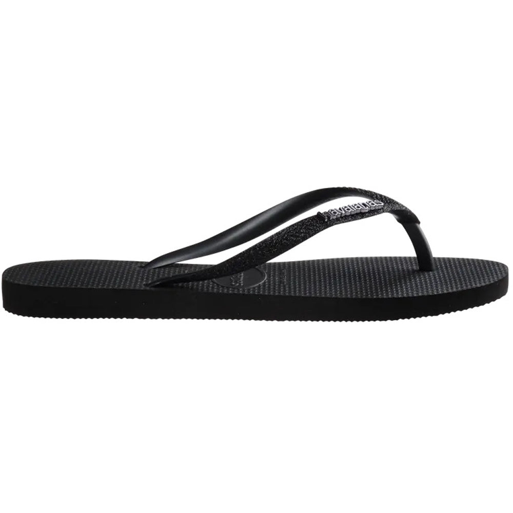 Havaianas Slim Glitter 2 Womens Sandal 1069-Black-Black 9